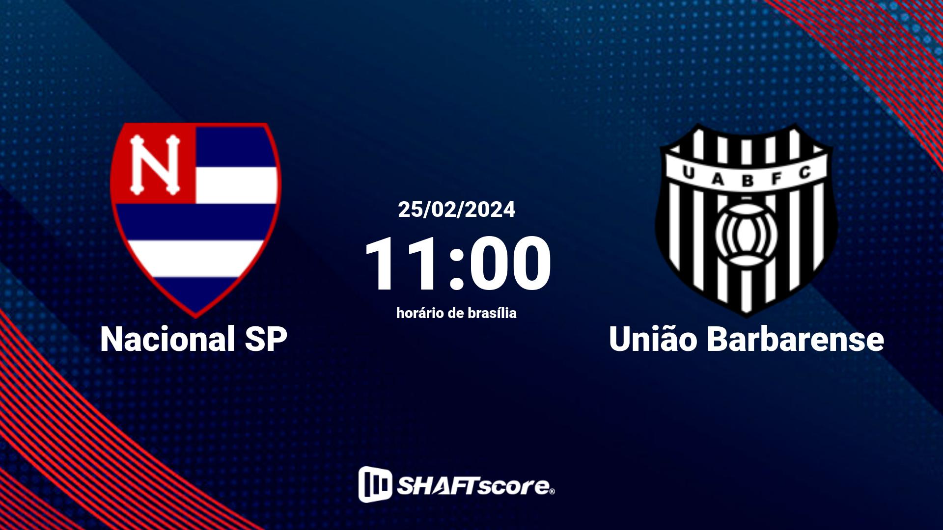 Estatísticas do jogo Nacional SP vs União Barbarense 25.02 11:00