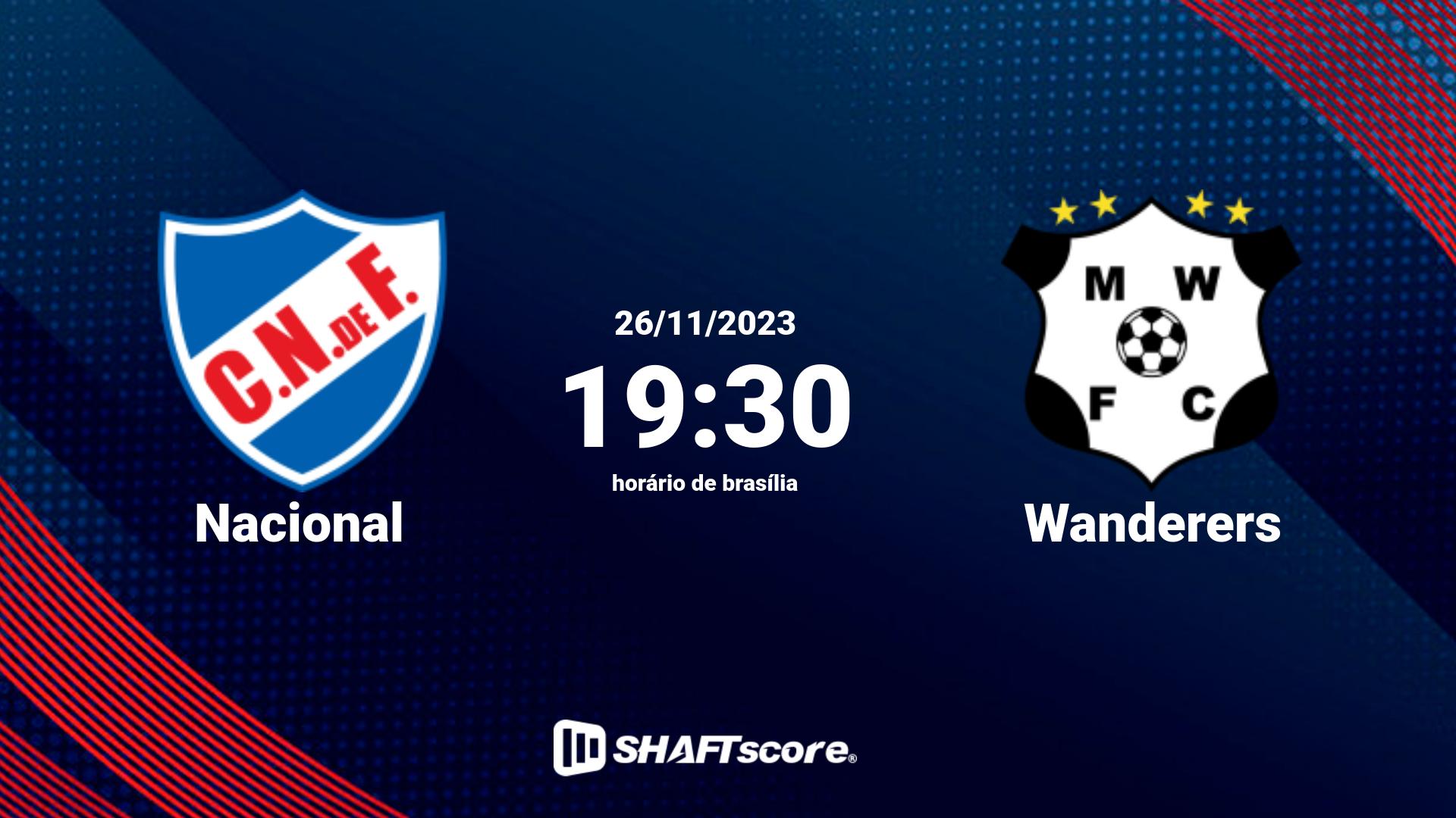 Estatísticas do jogo Nacional vs Wanderers 26.11 19:30