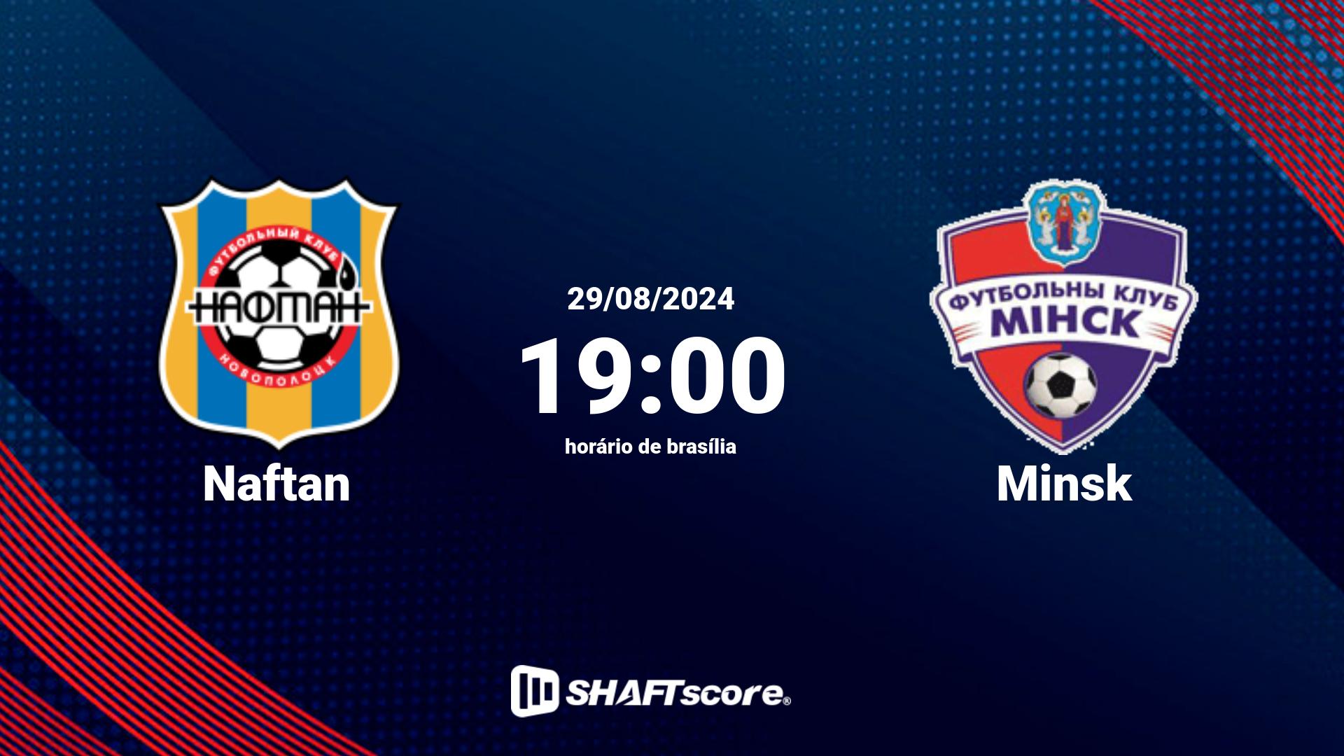 Estatísticas do jogo Naftan vs Minsk 29.08 19:00
