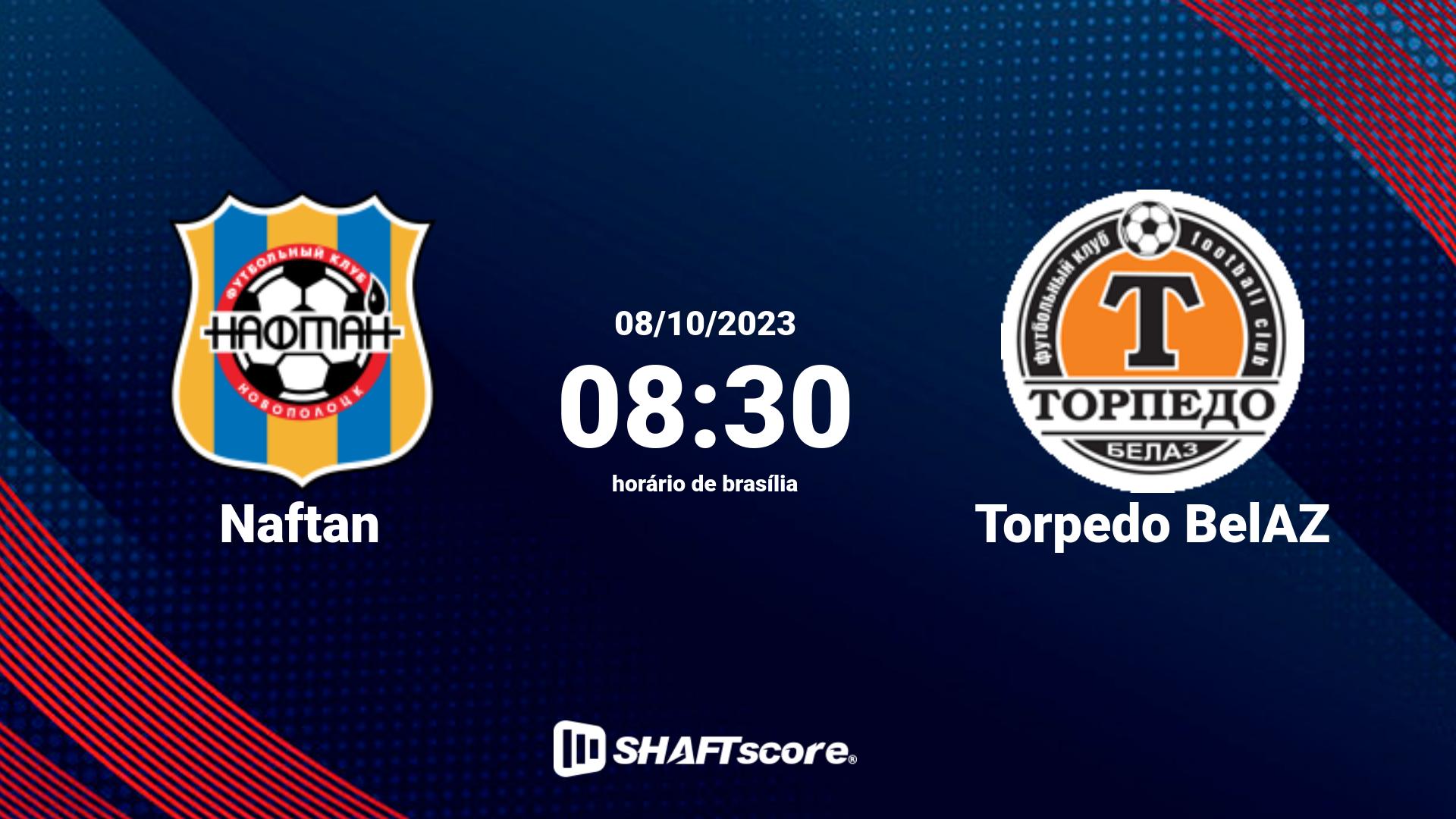 Estatísticas do jogo Naftan vs Torpedo BelAZ 08.10 08:30