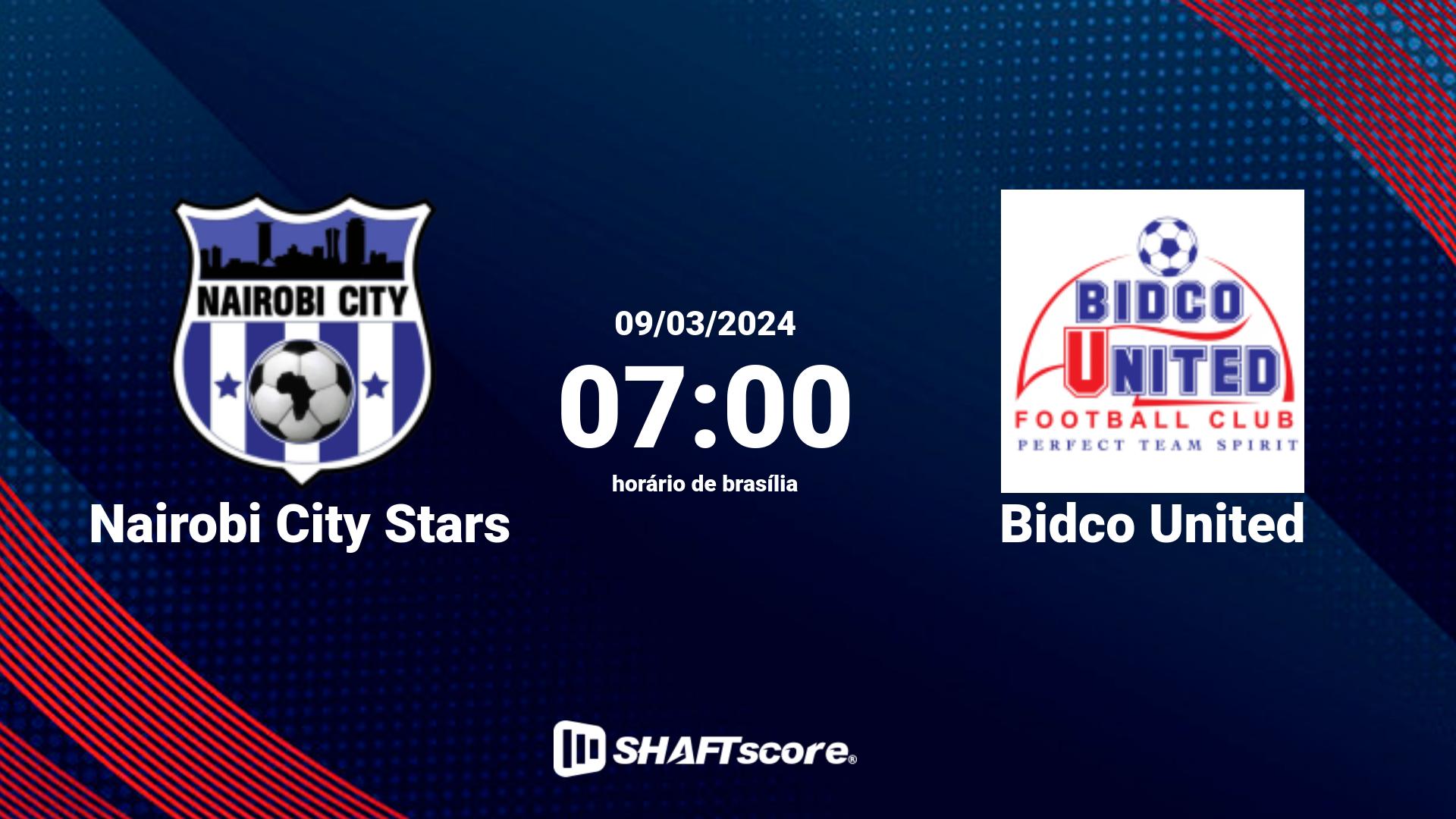 Estatísticas do jogo Nairobi City Stars vs Bidco United 09.03 07:00