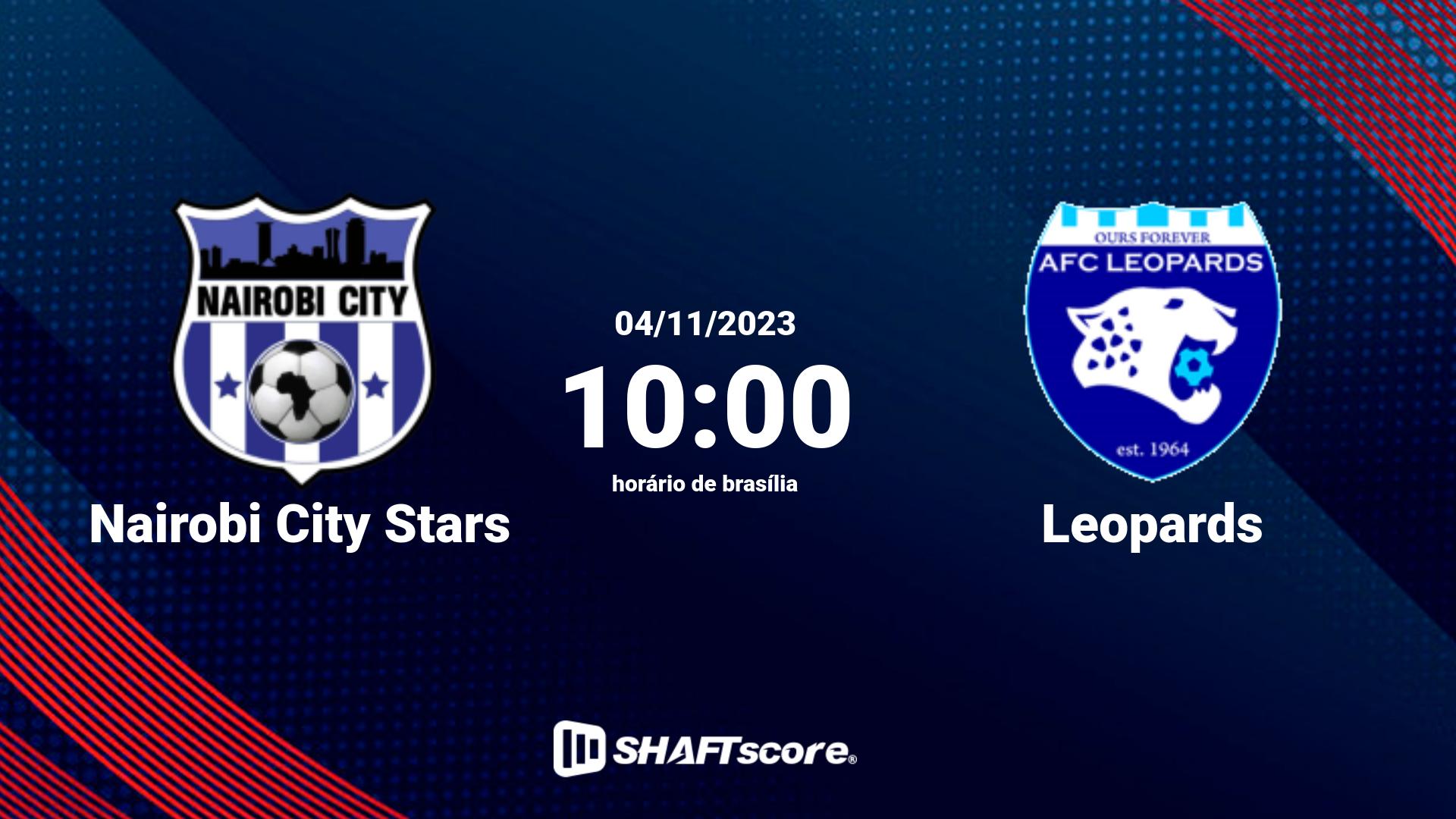 Estatísticas do jogo Nairobi City Stars vs Leopards 04.11 10:00