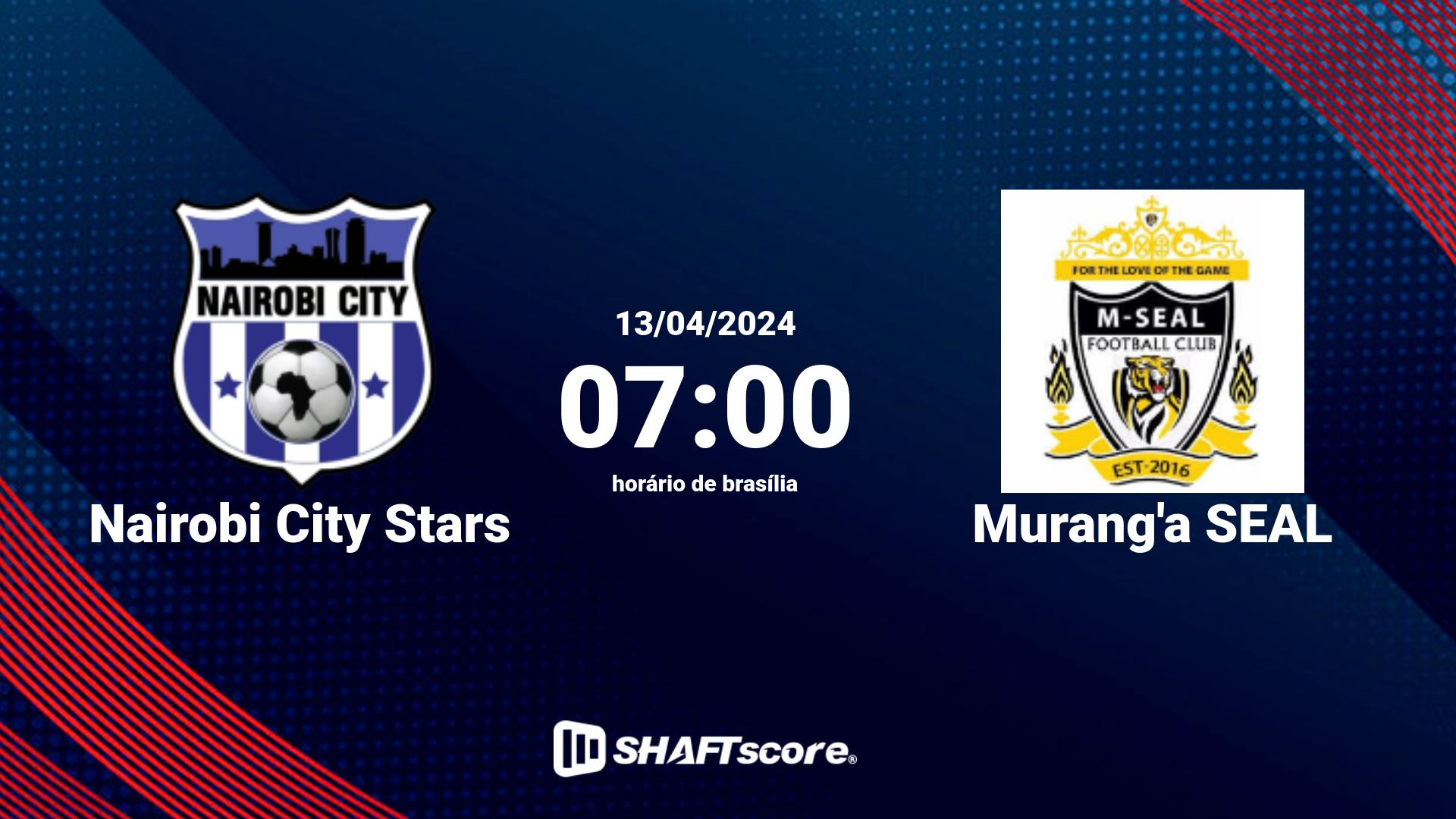 Estatísticas do jogo Nairobi City Stars vs Murang'a SEAL 13.04 07:00