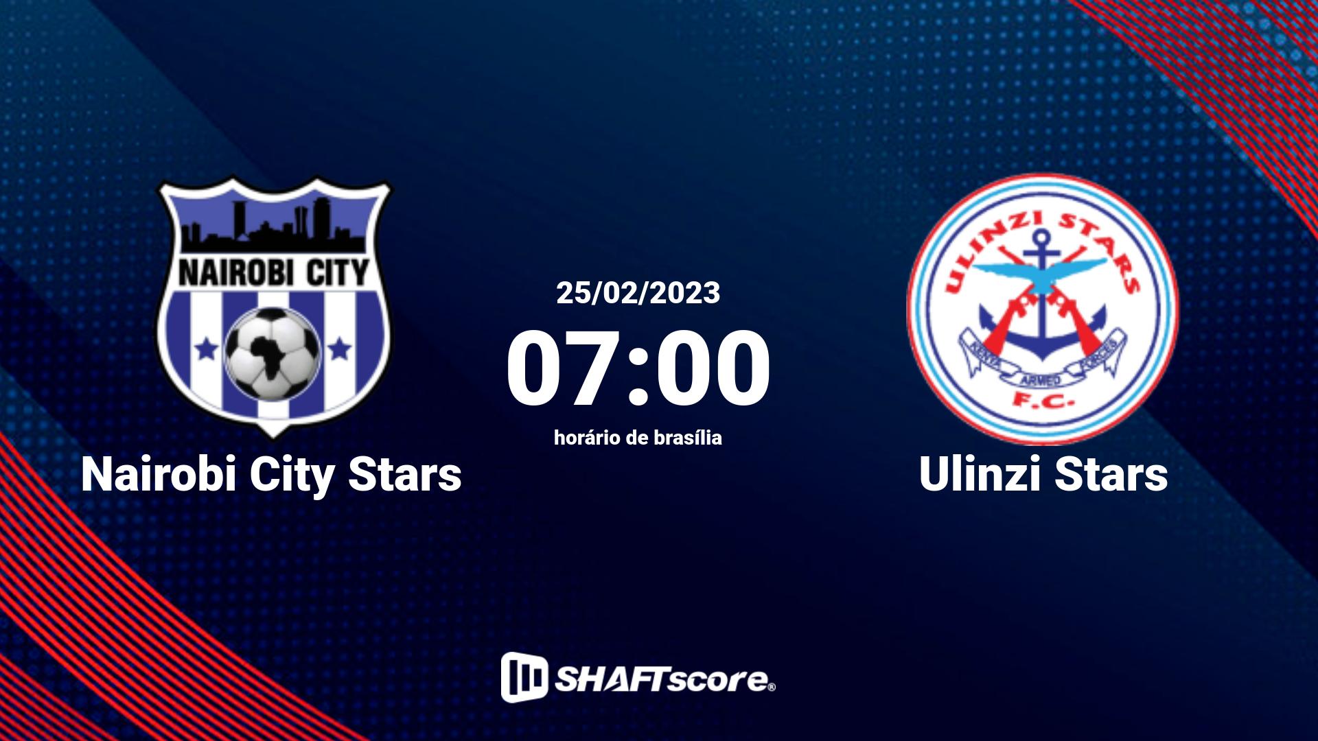 Estatísticas do jogo Nairobi City Stars vs Ulinzi Stars 25.02 07:00