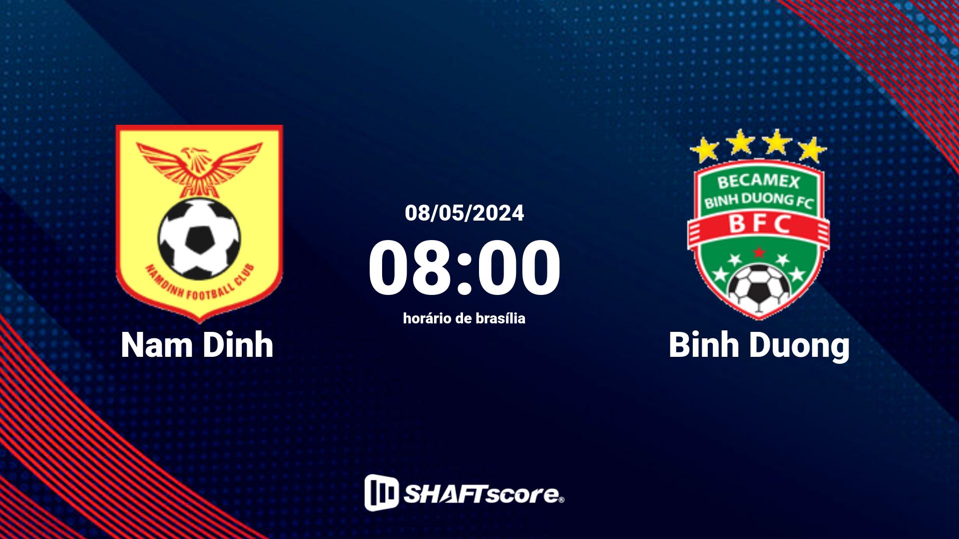 Estatísticas do jogo Nam Dinh vs Binh Duong 08.05 08:00