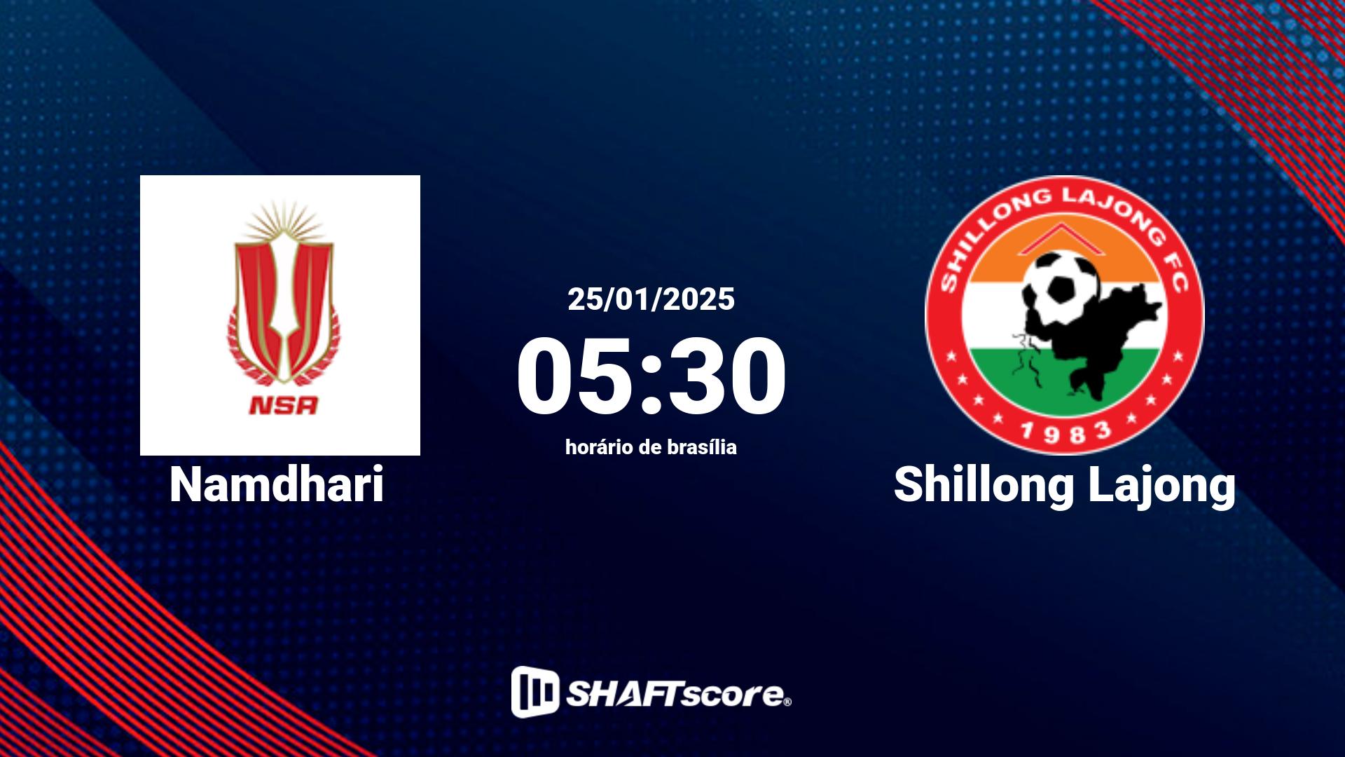 Estatísticas do jogo Namdhari vs Shillong Lajong 25.01 05:30