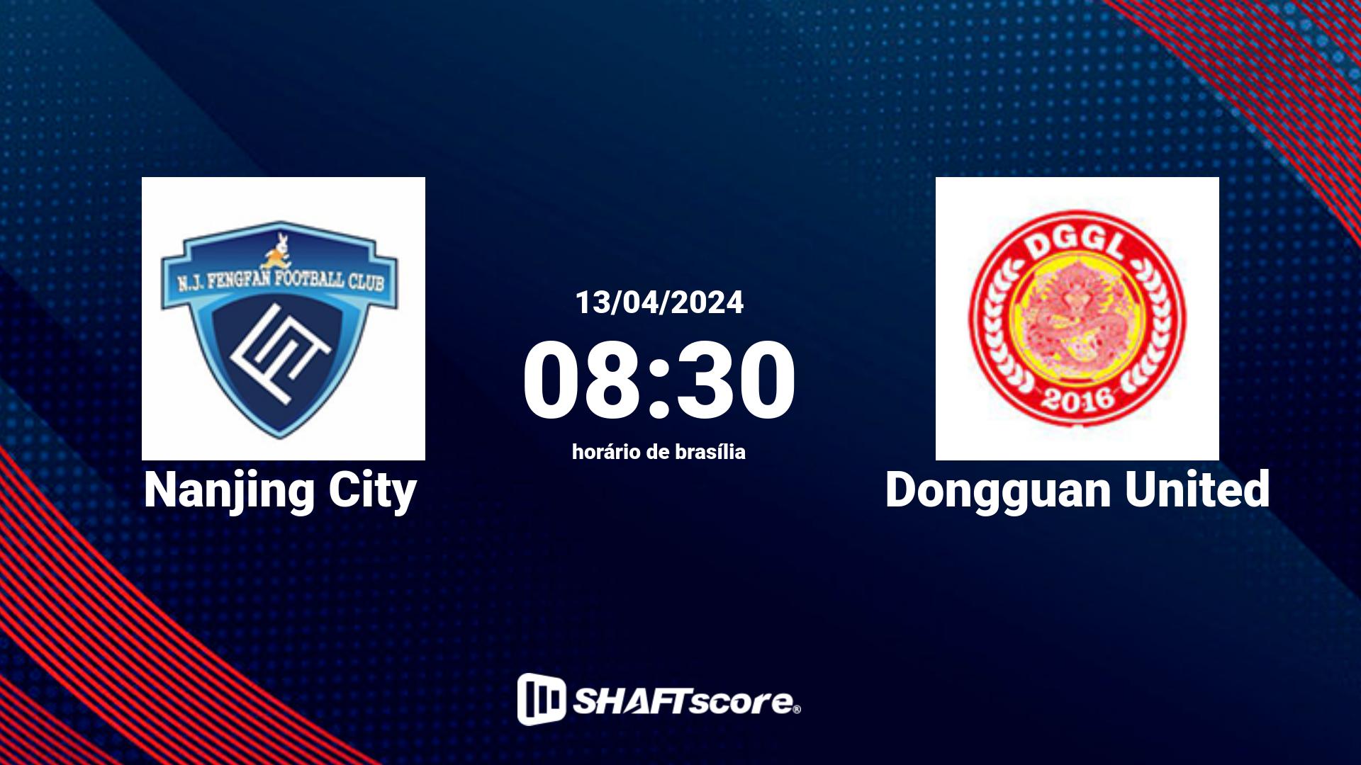 Estatísticas do jogo Nanjing City vs Dongguan United 13.04 08:30