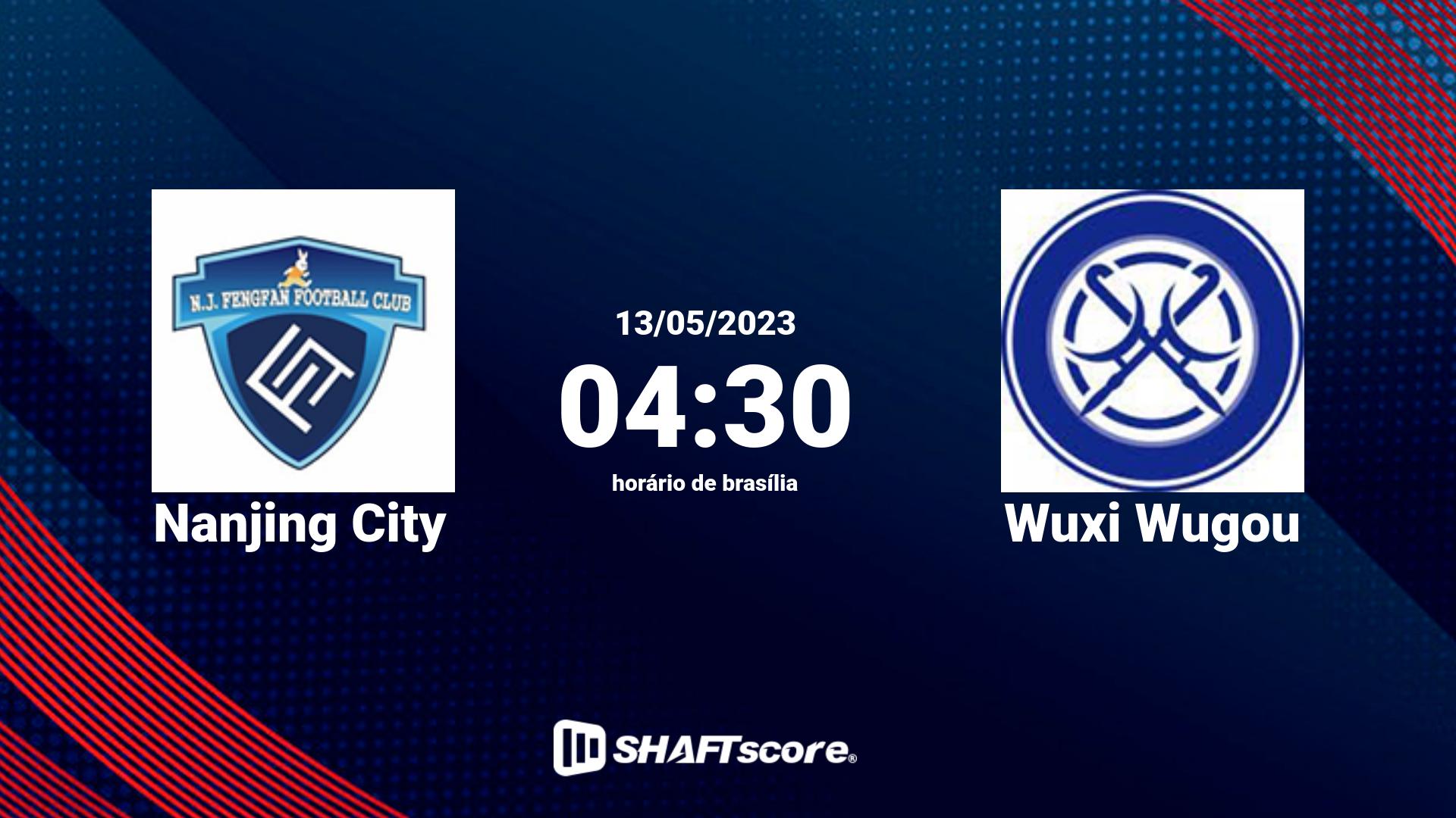 Estatísticas do jogo Nanjing City vs Wuxi Wugou 13.05 04:30