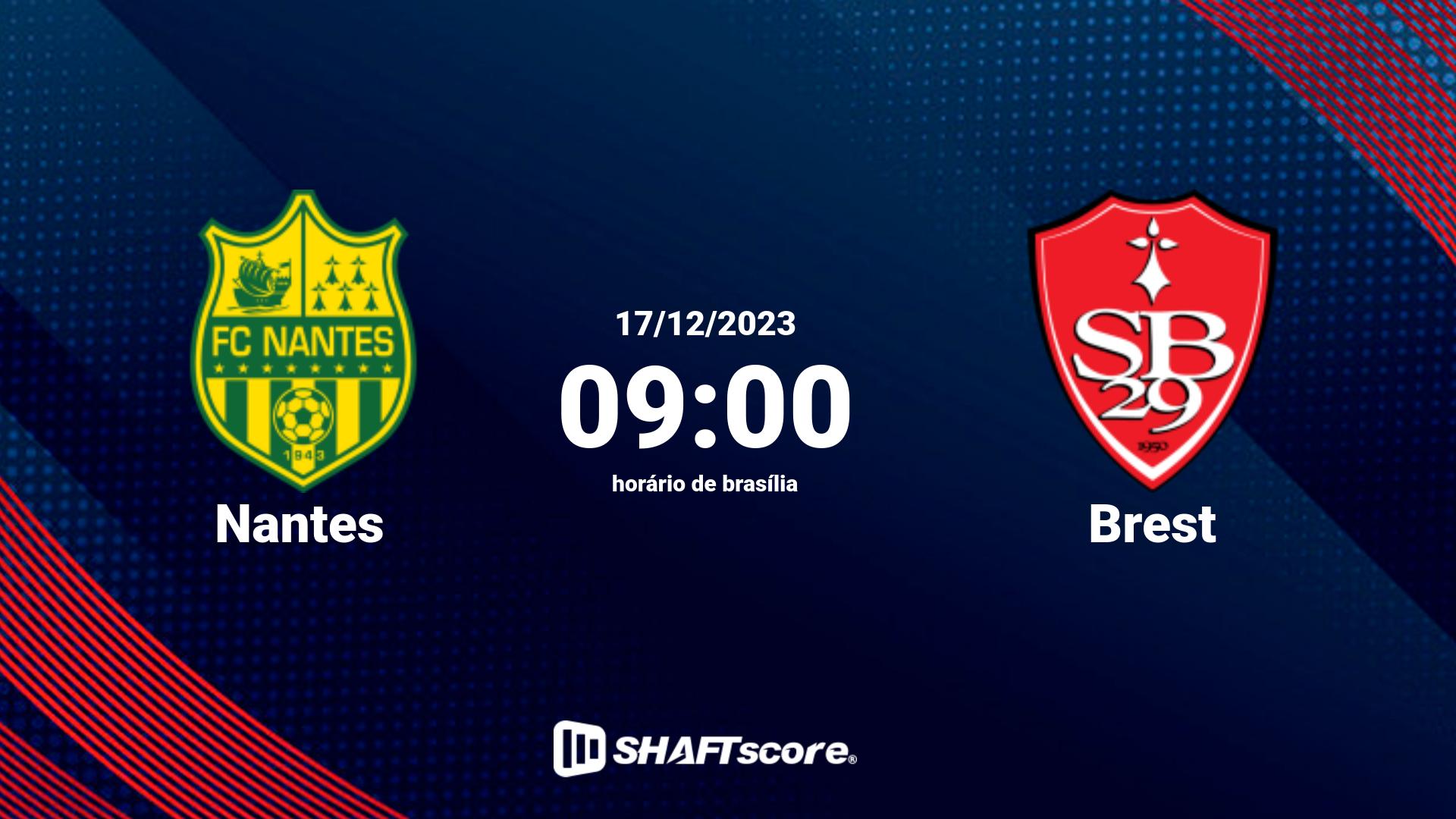 Estatísticas do jogo Nantes vs Brest 17.12 09:00