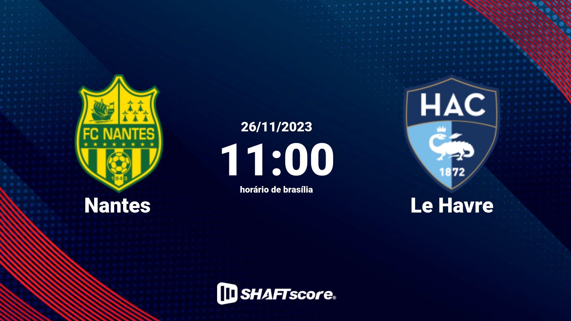 Estatísticas do jogo Nantes vs Le Havre 26.11 11:00