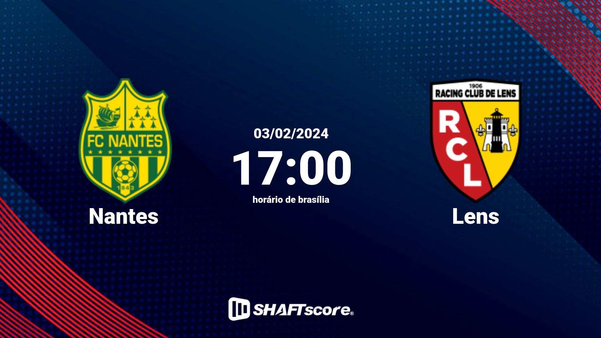 Estatísticas do jogo Nantes vs Lens 03.02 17:00