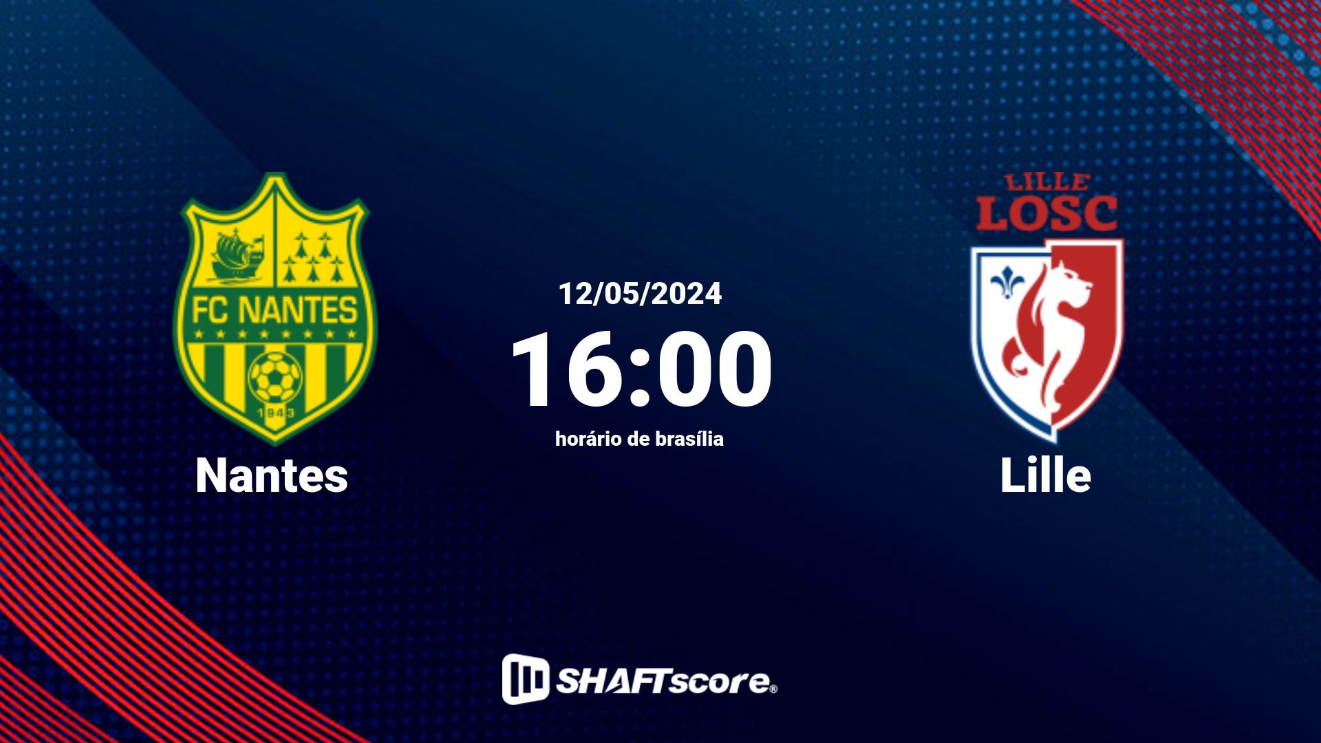 Estatísticas do jogo Nantes vs Lille 12.05 16:00
