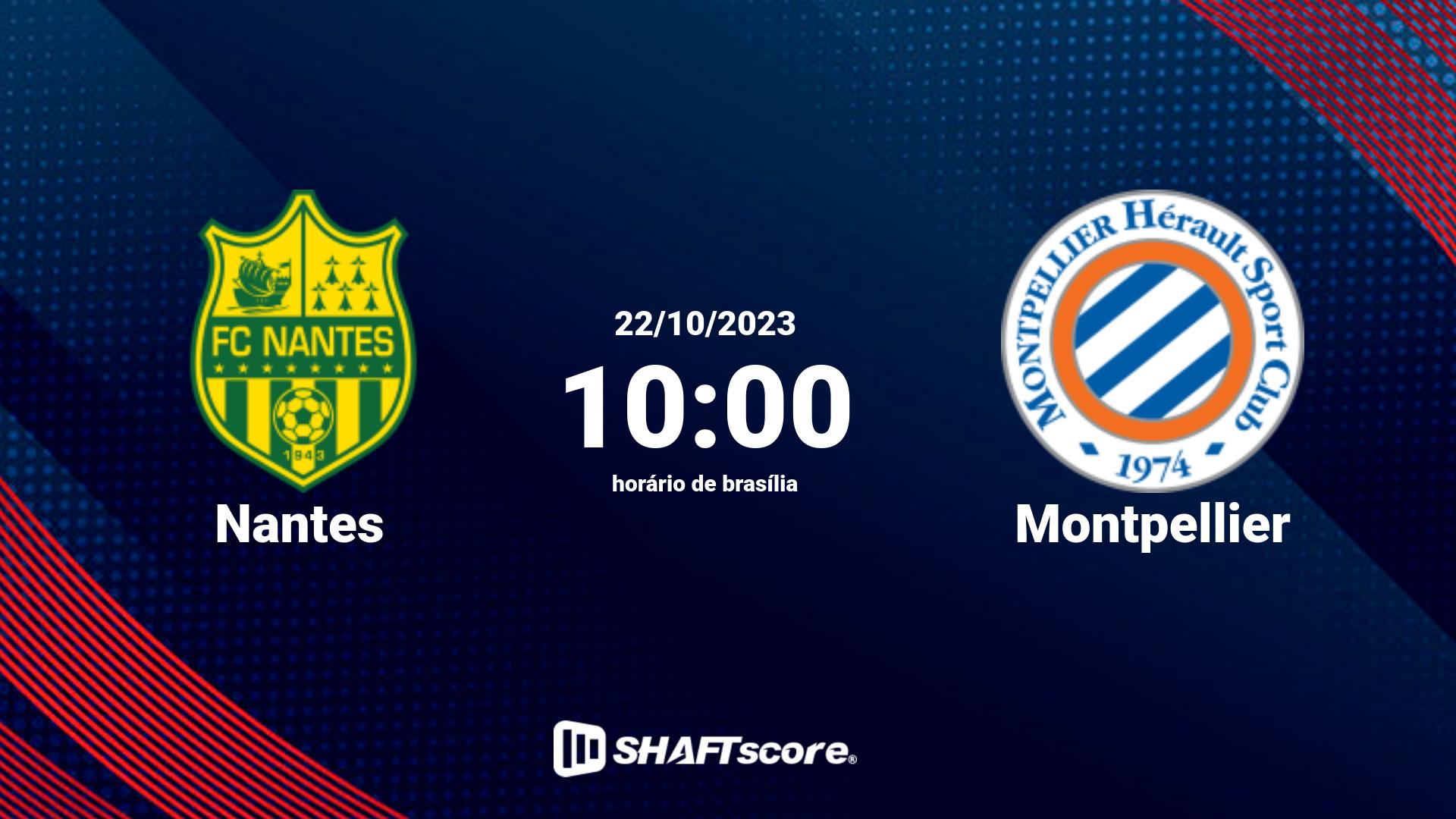 Estatísticas do jogo Nantes vs Montpellier 22.10 10:00