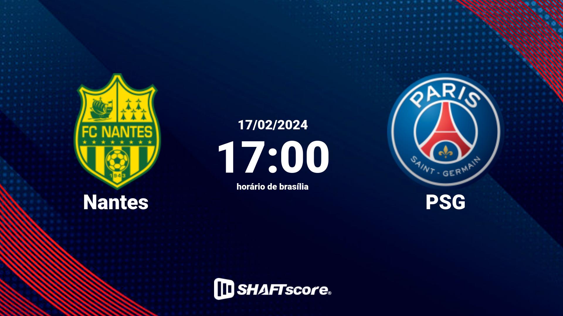 Estatísticas do jogo Nantes vs PSG 17.02 17:00