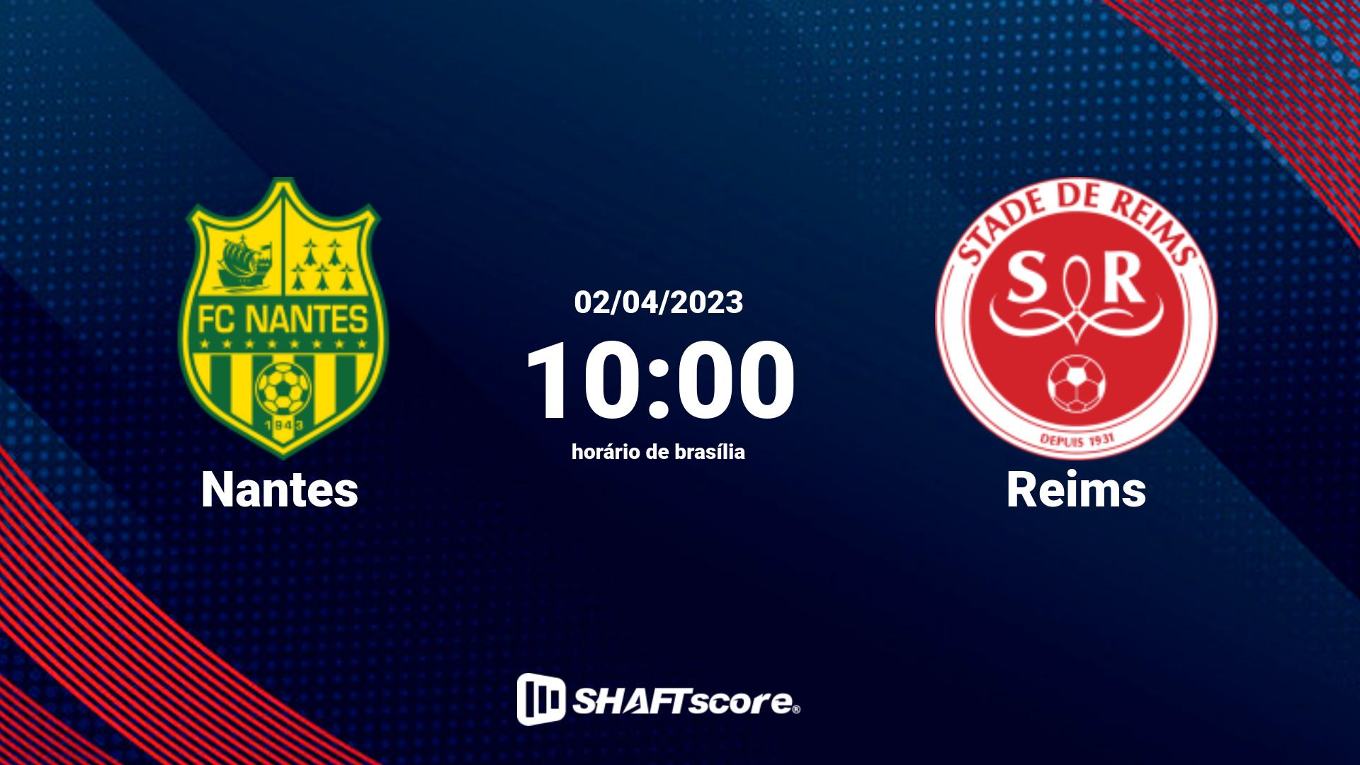 Estatísticas do jogo Nantes vs Reims 02.04 10:00