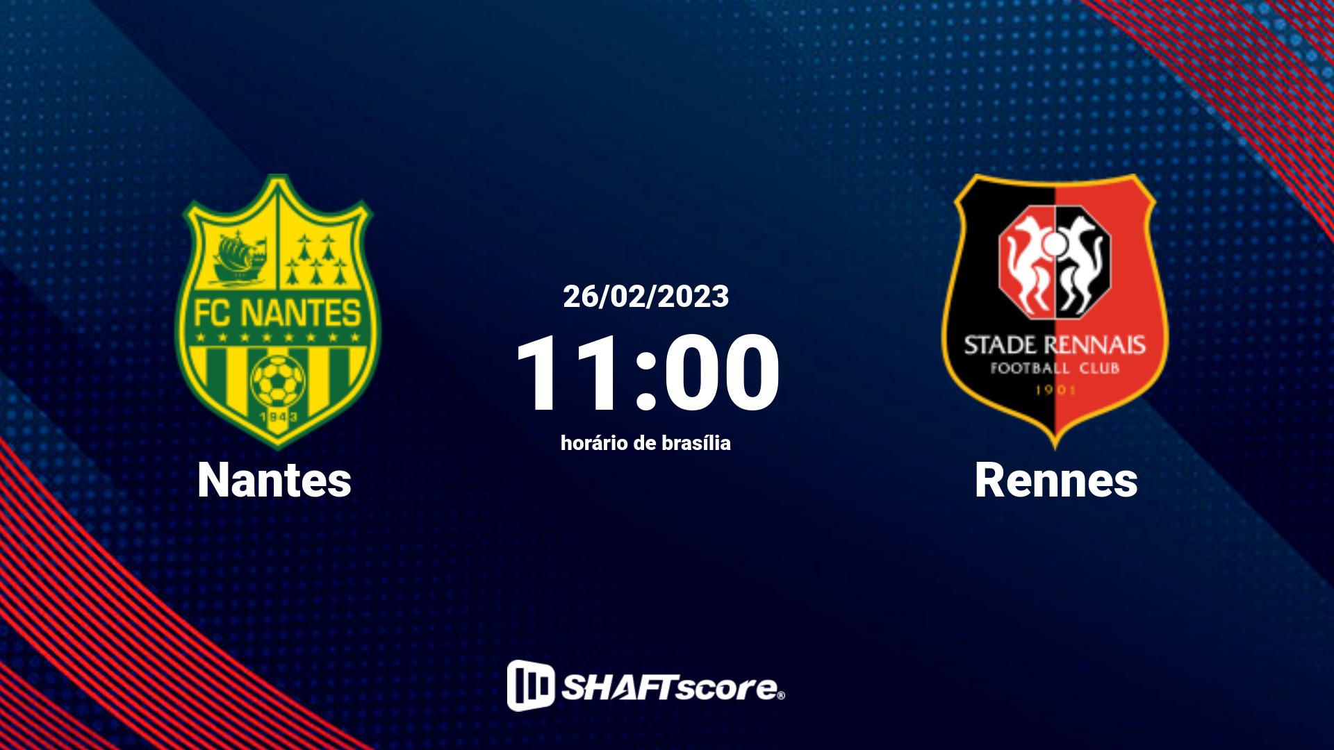 Estatísticas do jogo Nantes vs Rennes 26.02 11:00