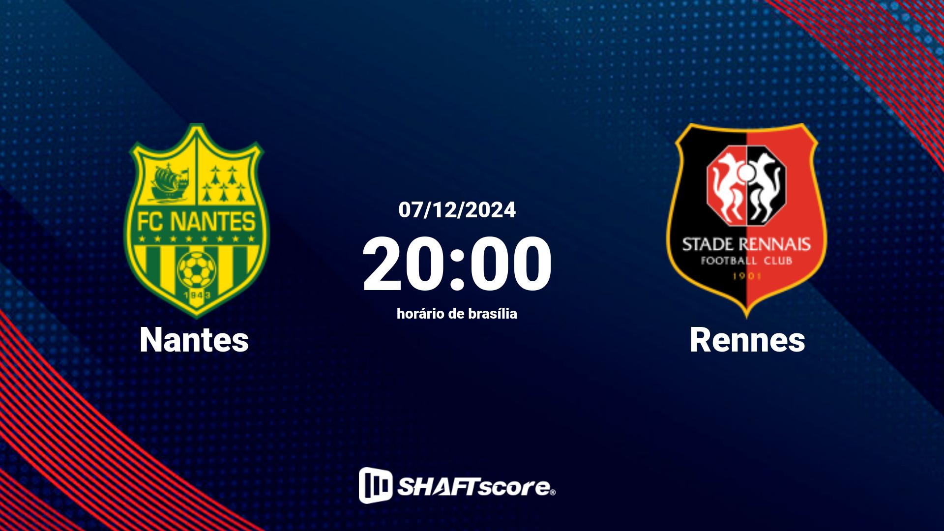 Estatísticas do jogo Nantes vs Rennes 07.12 20:00