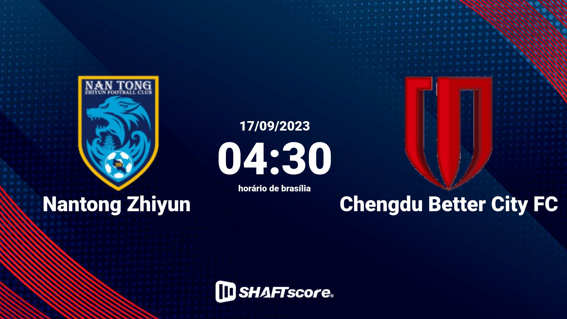 Estatísticas do jogo Nantong Zhiyun vs Chengdu Better City FC 17.09 04:30