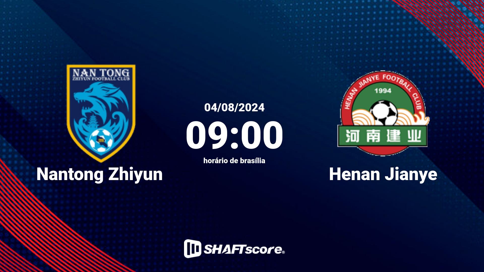 Estatísticas do jogo Nantong Zhiyun vs Henan Jianye 04.08 09:00
