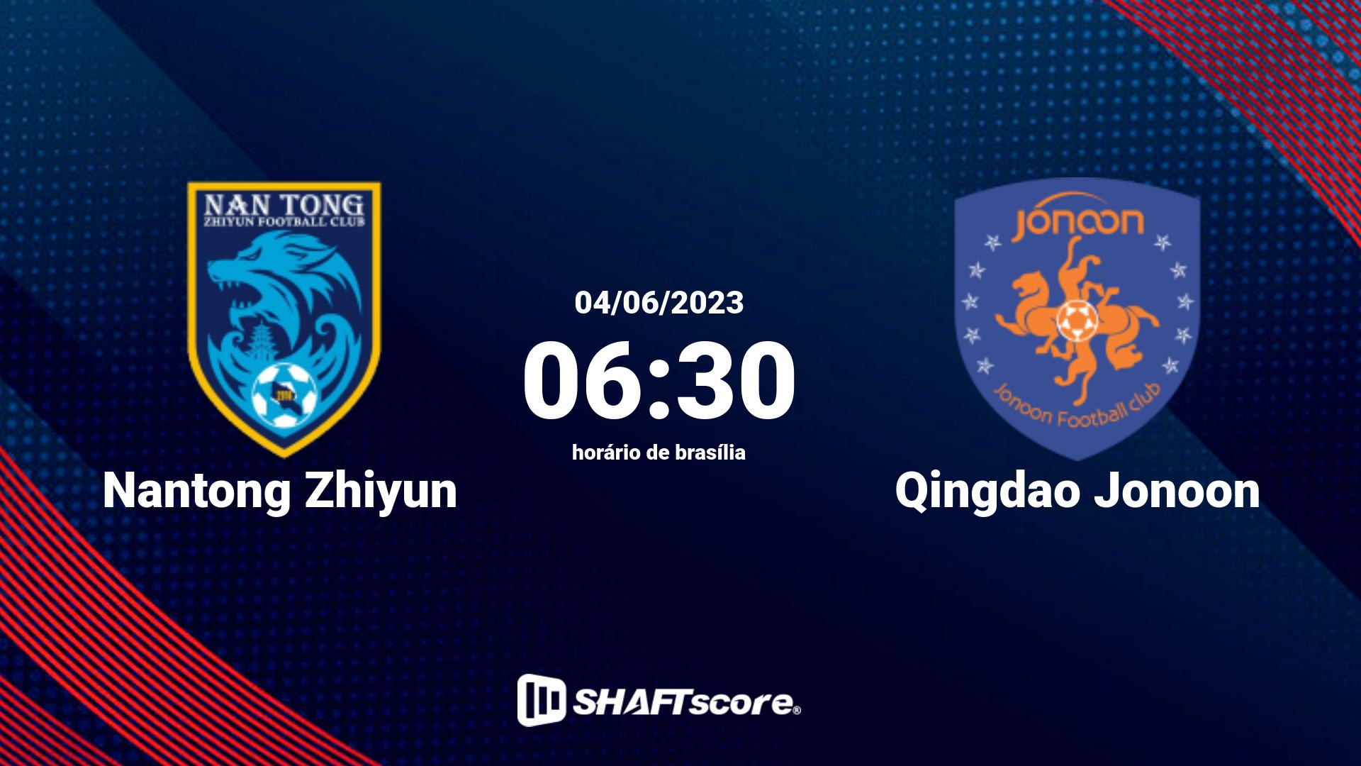 Estatísticas do jogo Nantong Zhiyun vs Qingdao Jonoon 04.06 06:30