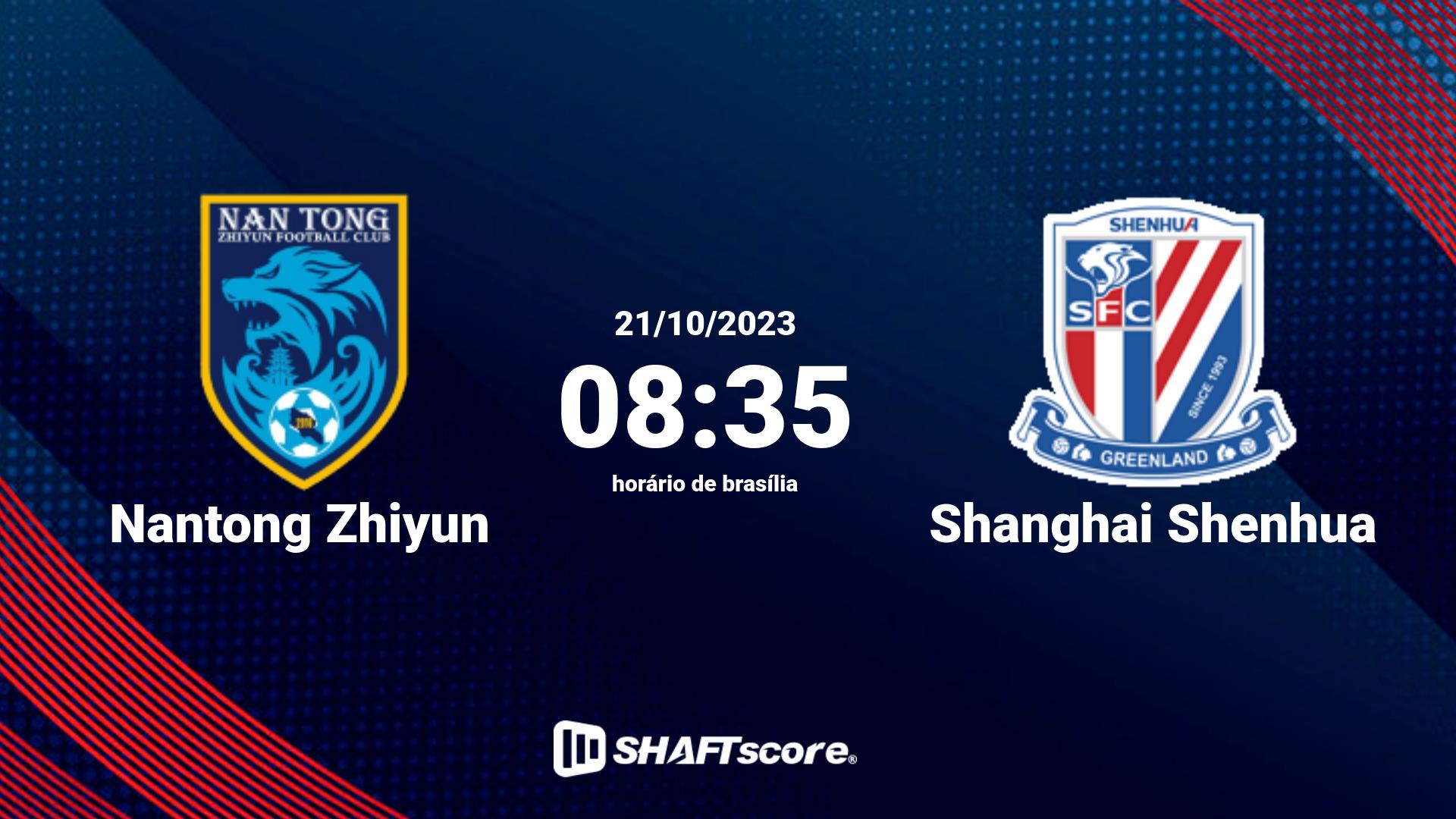 Estatísticas do jogo Nantong Zhiyun vs Shanghai Shenhua 21.10 08:35