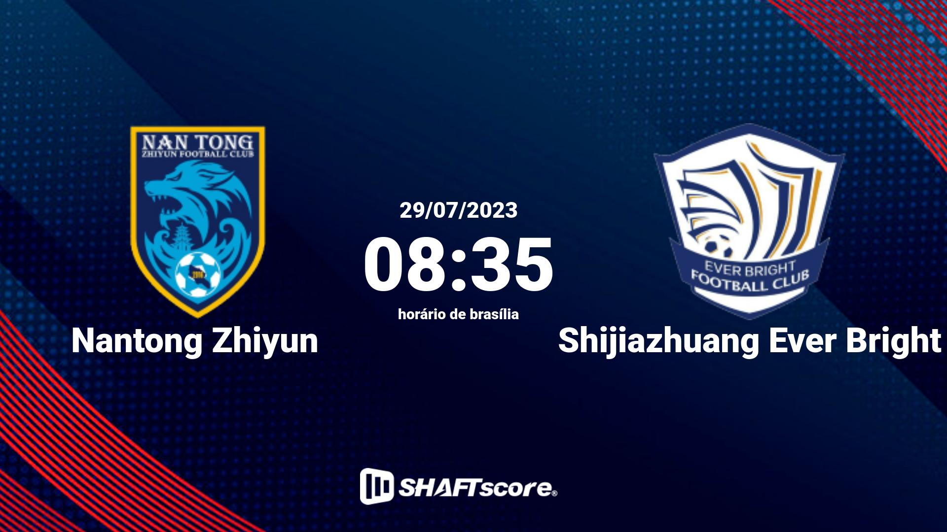 Estatísticas do jogo Nantong Zhiyun vs Shijiazhuang Ever Bright 29.07 08:35