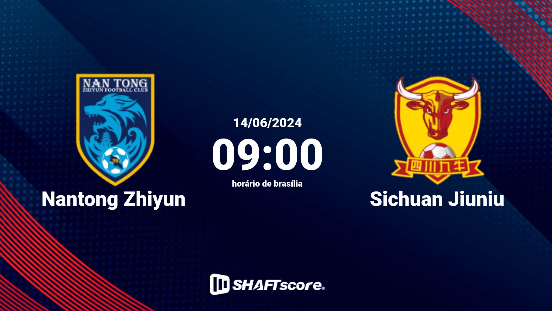 Estatísticas do jogo Nantong Zhiyun vs Sichuan Jiuniu 14.06 09:00