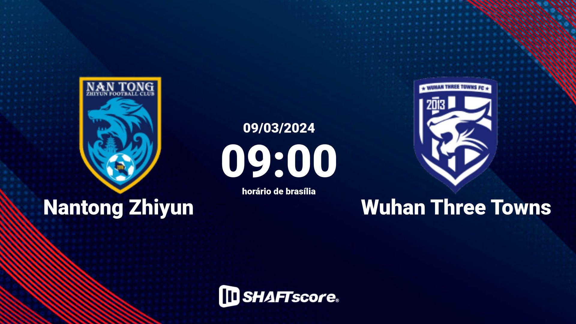 Estatísticas do jogo Nantong Zhiyun vs Wuhan Three Towns 09.03 09:00