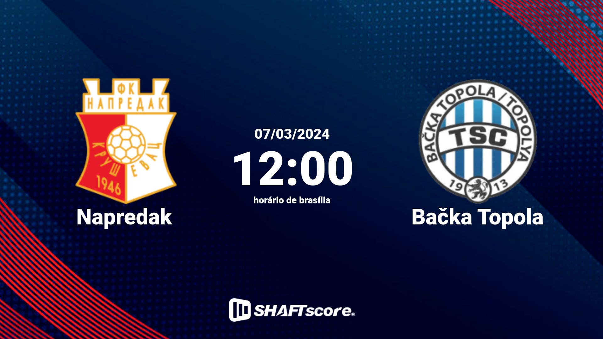 Estatísticas do jogo Napredak vs Bačka Topola 07.03 12:00