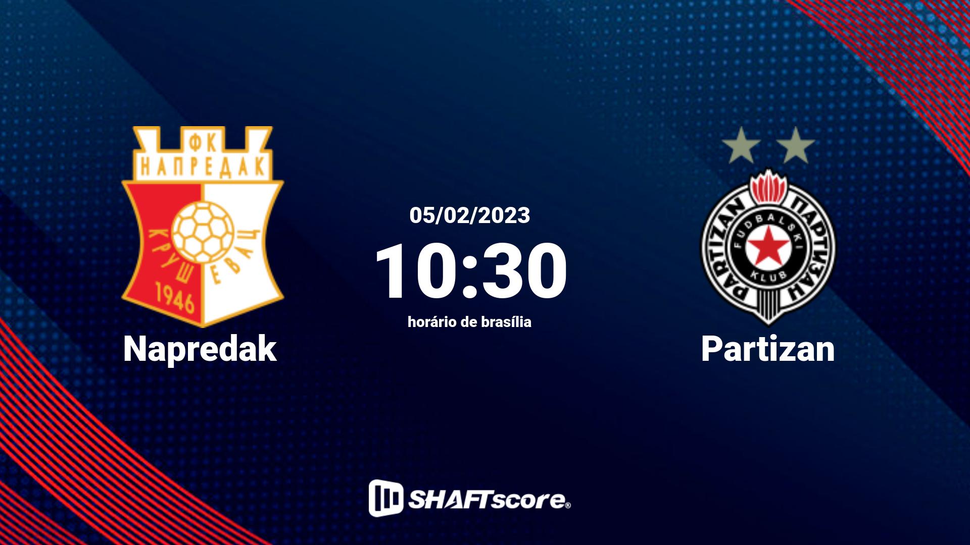 Estatísticas do jogo Napredak vs Partizan 05.02 10:30