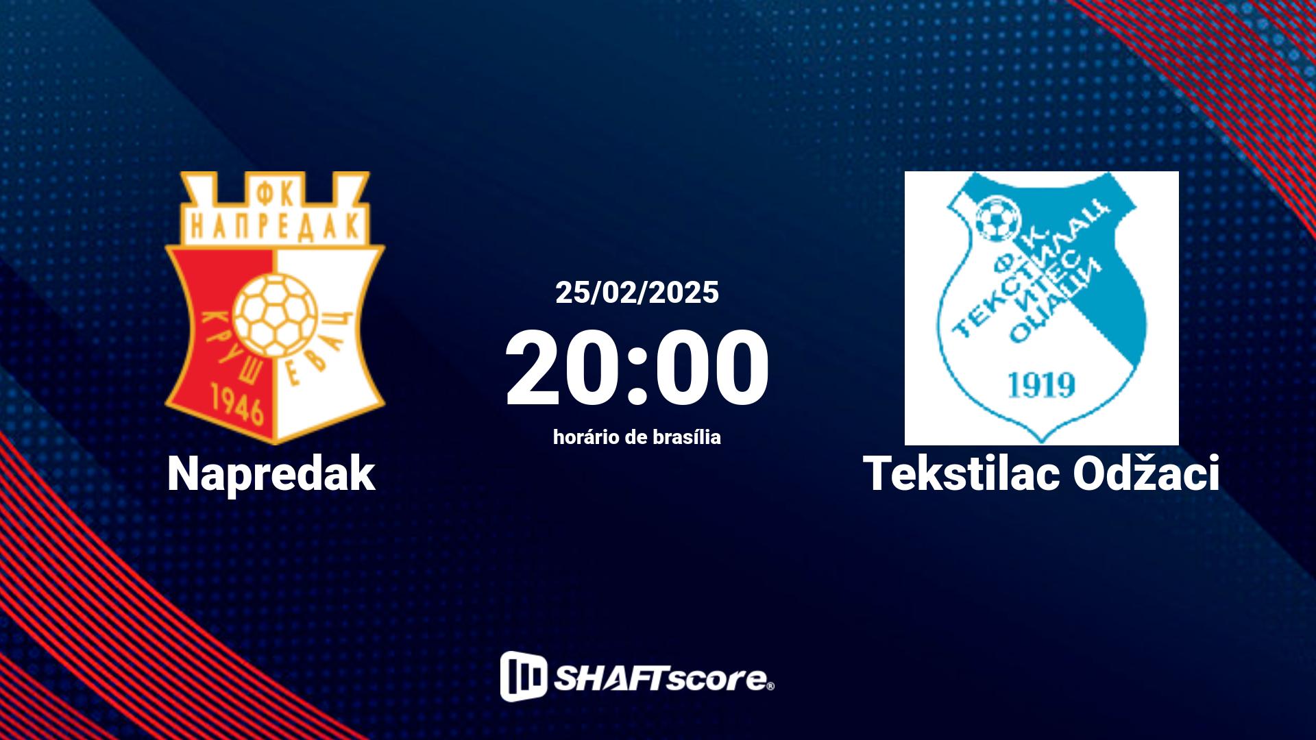 Estatísticas do jogo Napredak vs Tekstilac Odžaci 25.02 20:00