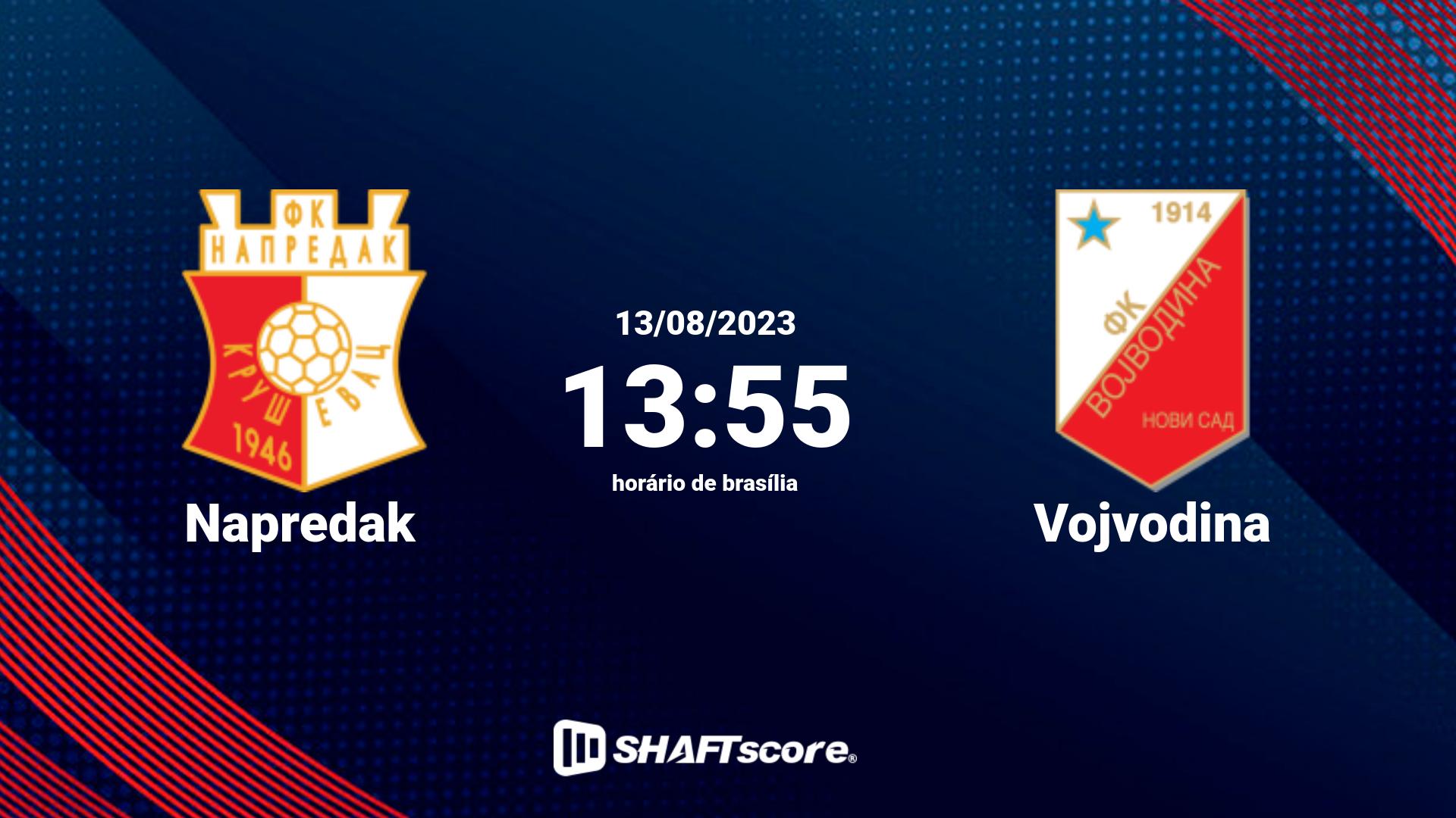 Estatísticas do jogo Napredak vs Vojvodina 13.08 13:55