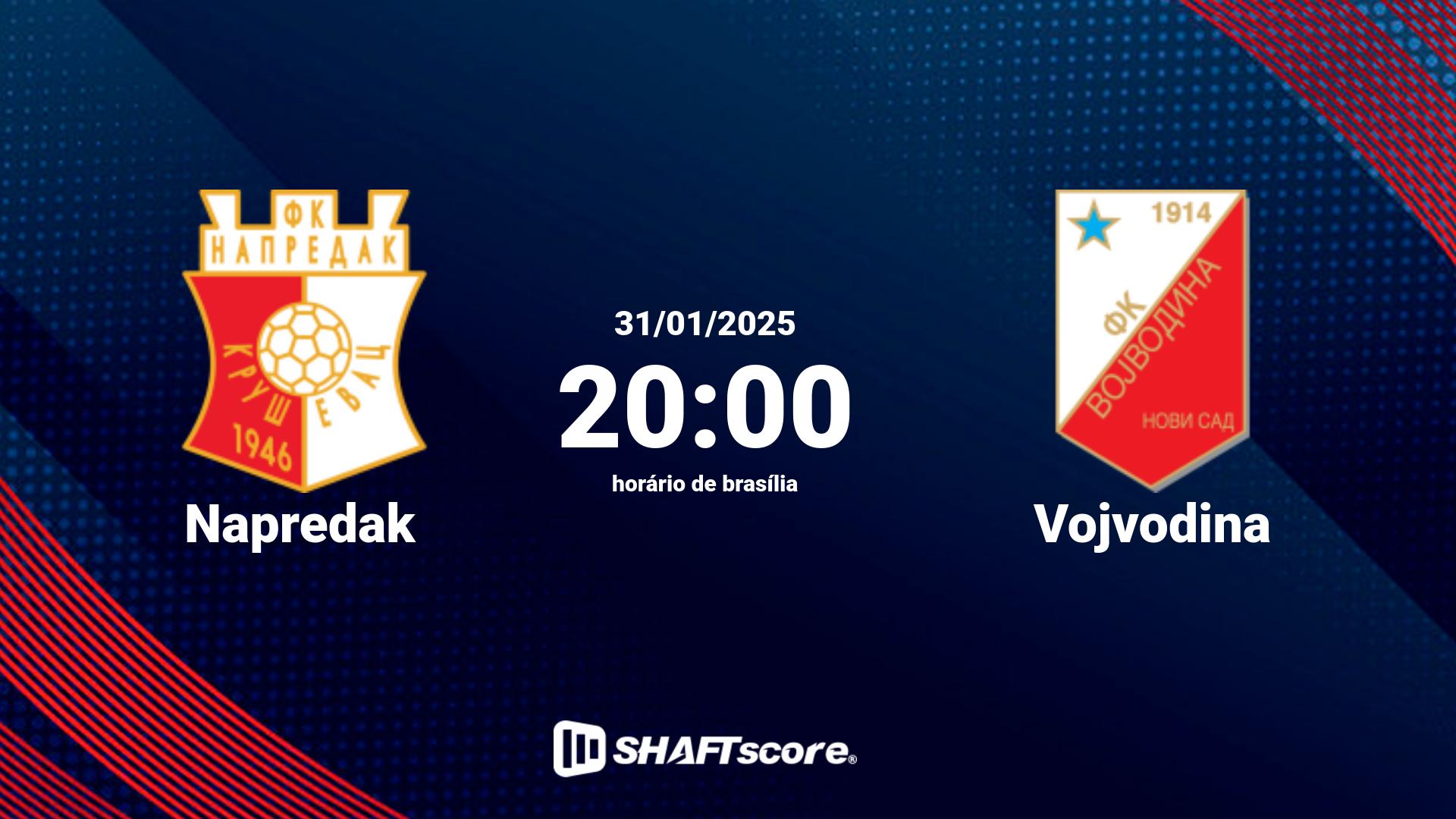 Estatísticas do jogo Napredak vs Vojvodina 31.01 20:00