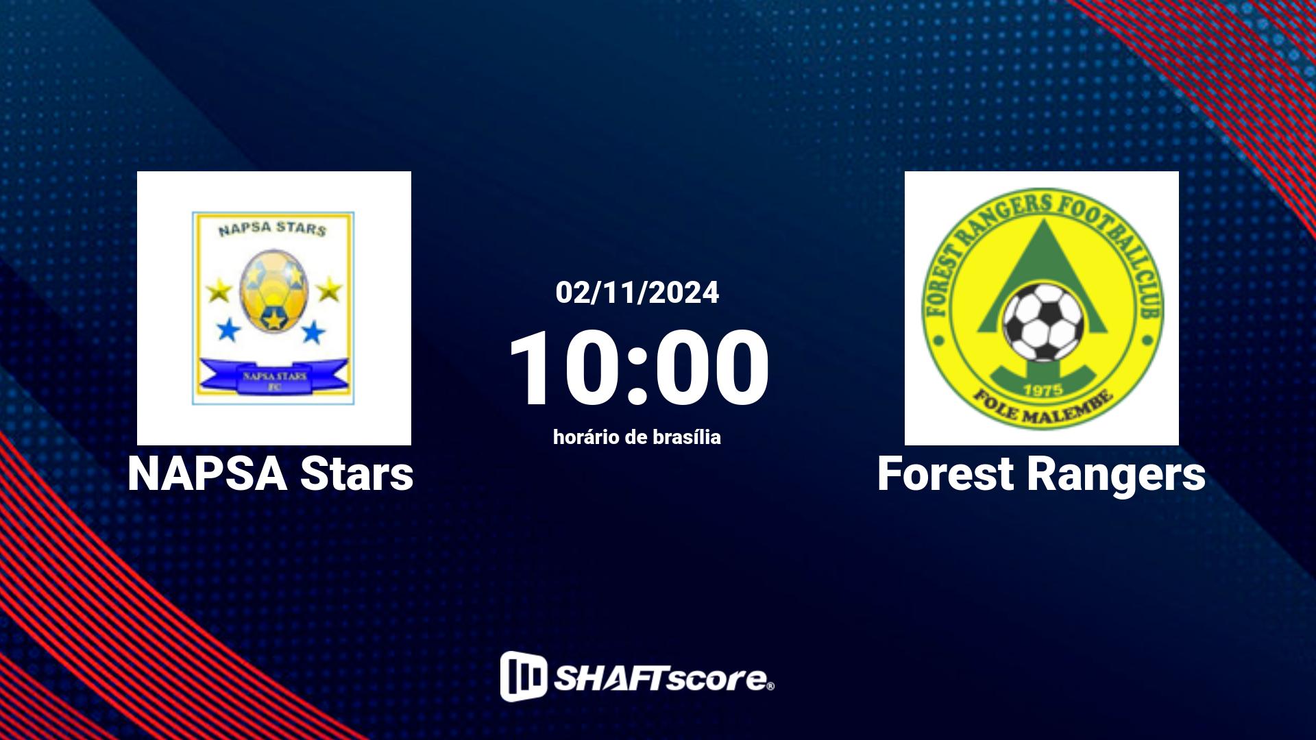 Estatísticas do jogo NAPSA Stars vs Forest Rangers 02.11 10:00