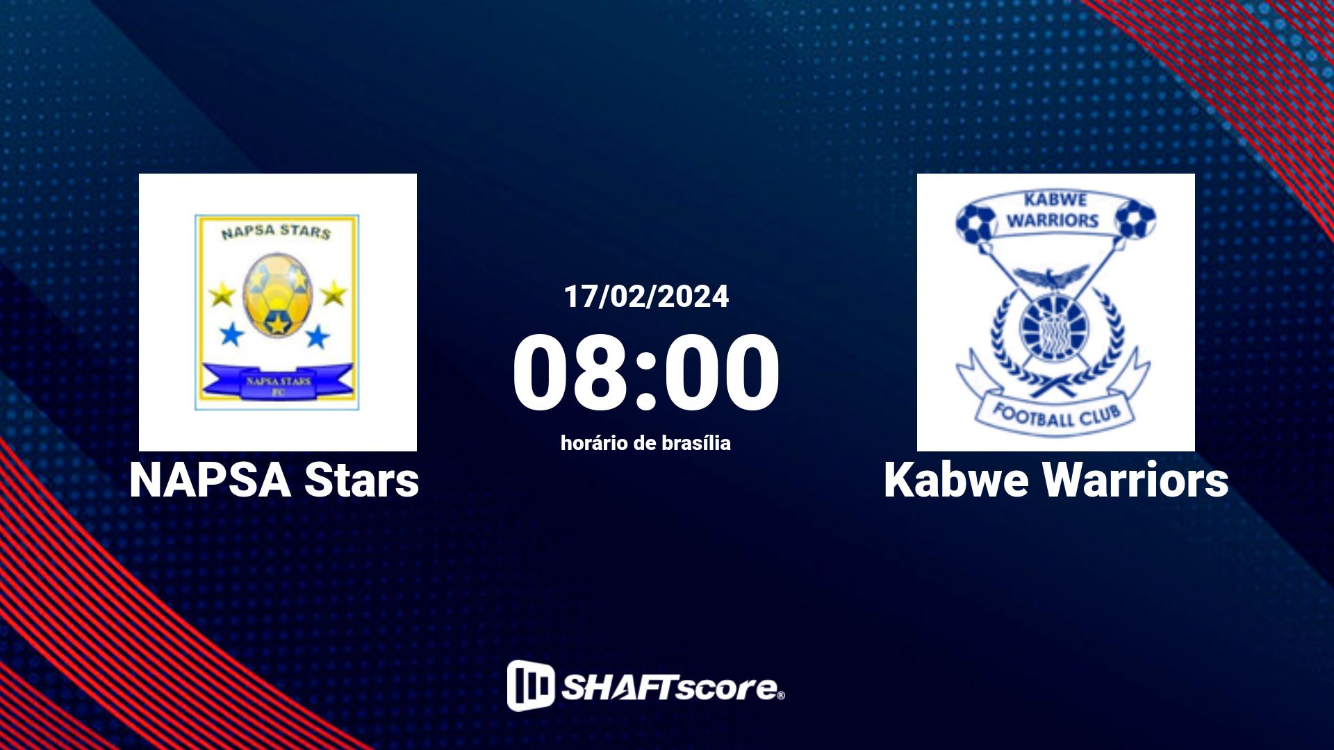 Estatísticas do jogo NAPSA Stars vs Kabwe Warriors 17.02 08:00