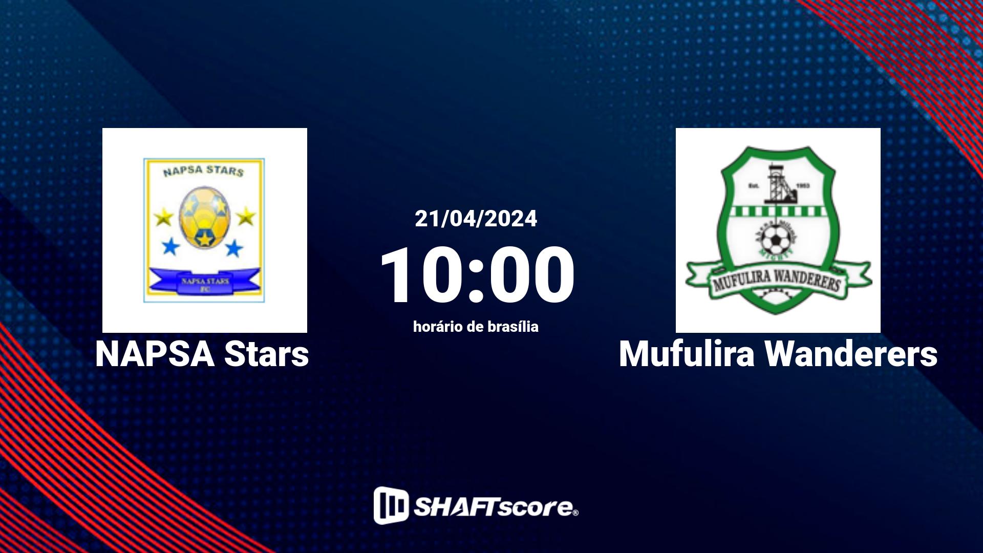 Estatísticas do jogo NAPSA Stars vs Mufulira Wanderers 21.04 10:00