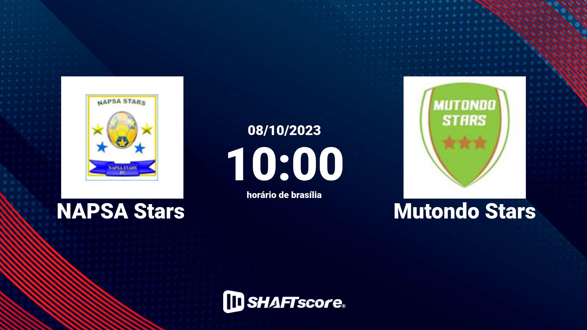 Estatísticas do jogo NAPSA Stars vs Mutondo Stars 08.10 10:00