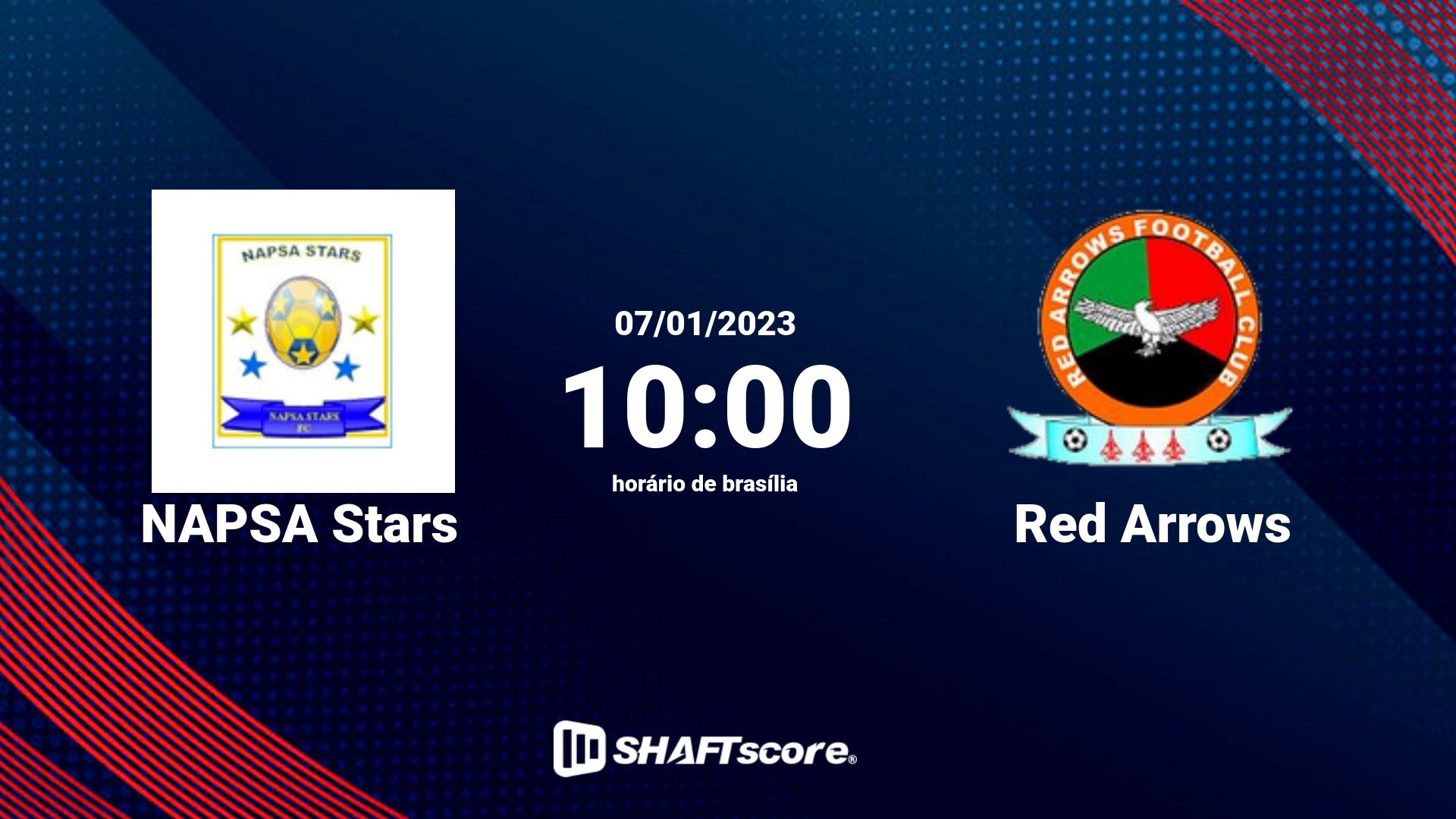 Estatísticas do jogo NAPSA Stars vs Red Arrows 07.01 10:00