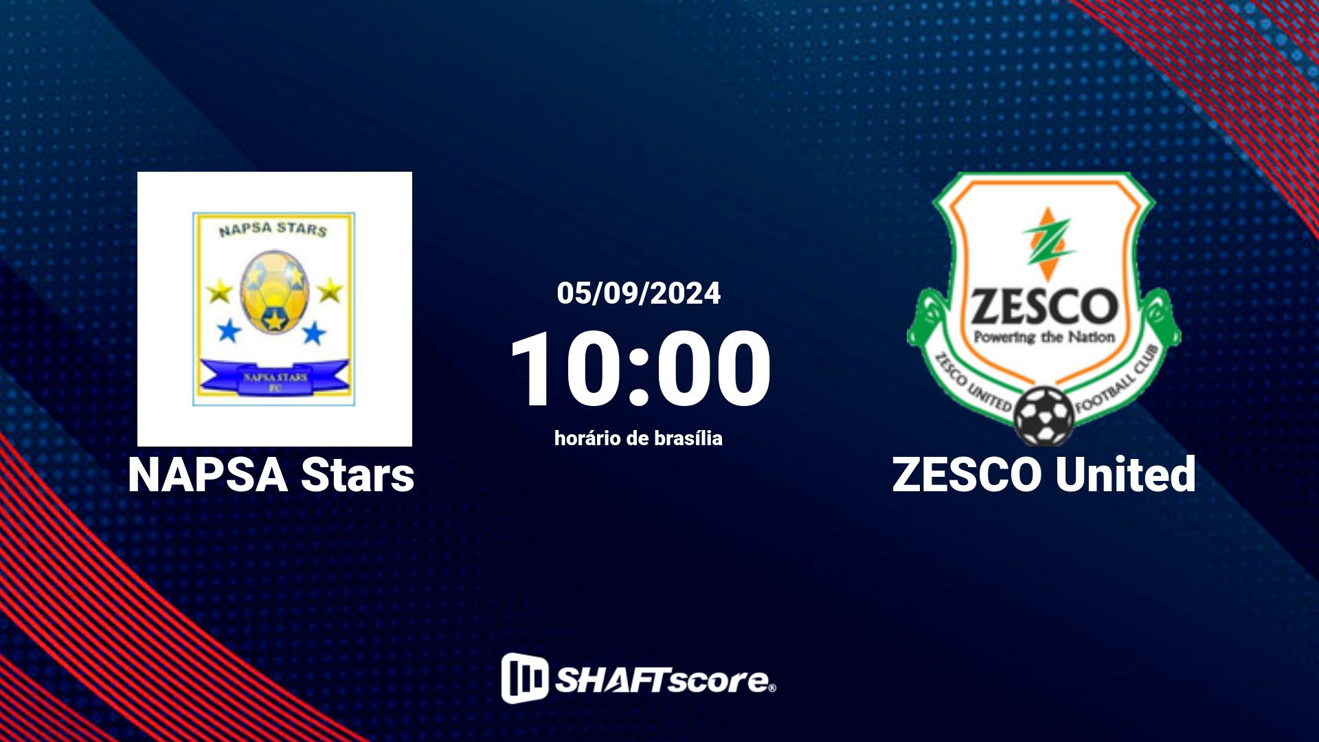 Estatísticas do jogo NAPSA Stars vs ZESCO United 05.09 10:00