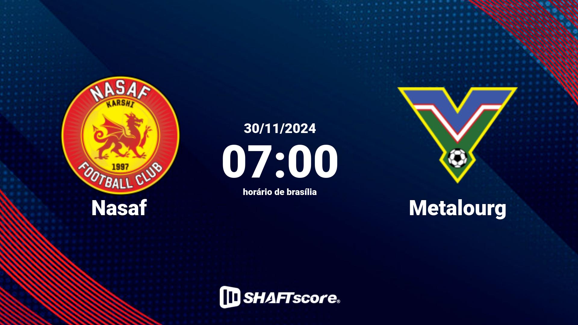 Estatísticas do jogo Nasaf vs Metalourg 30.11 07:00