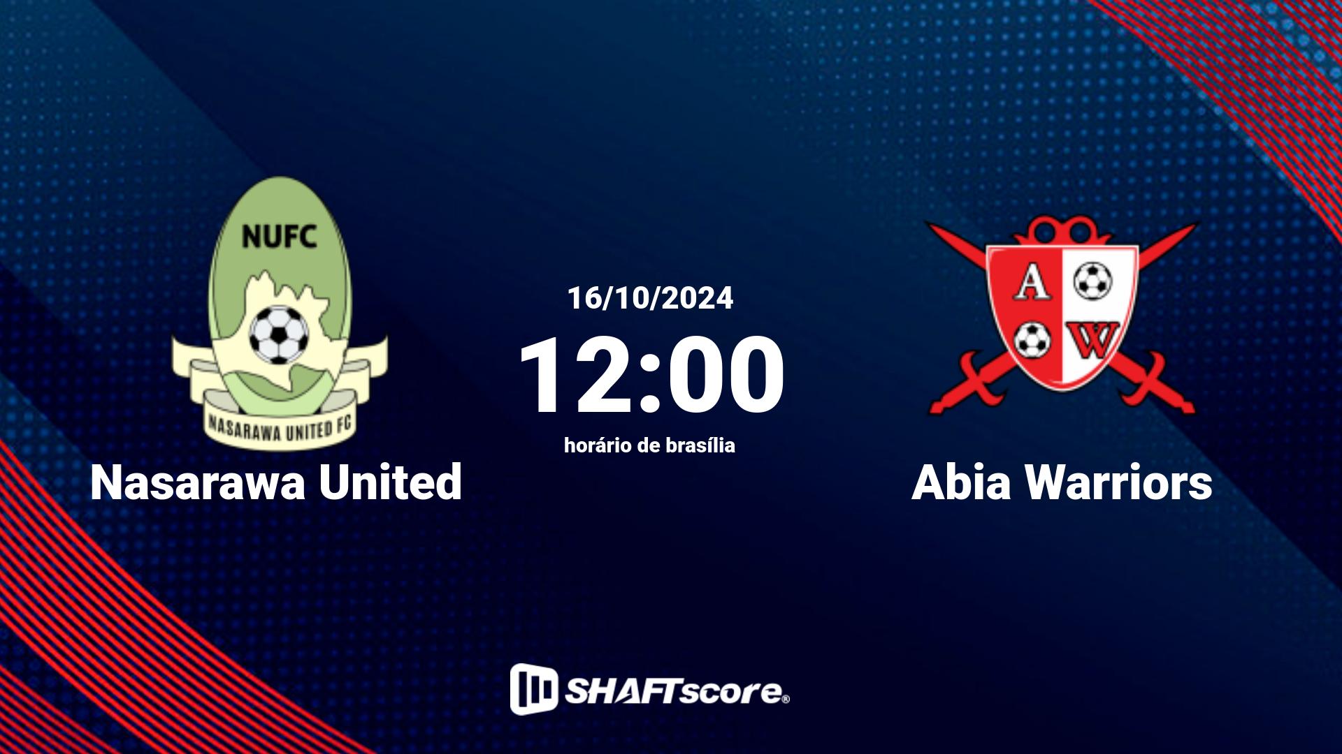 Estatísticas do jogo Nasarawa United vs Abia Warriors 16.10 12:00