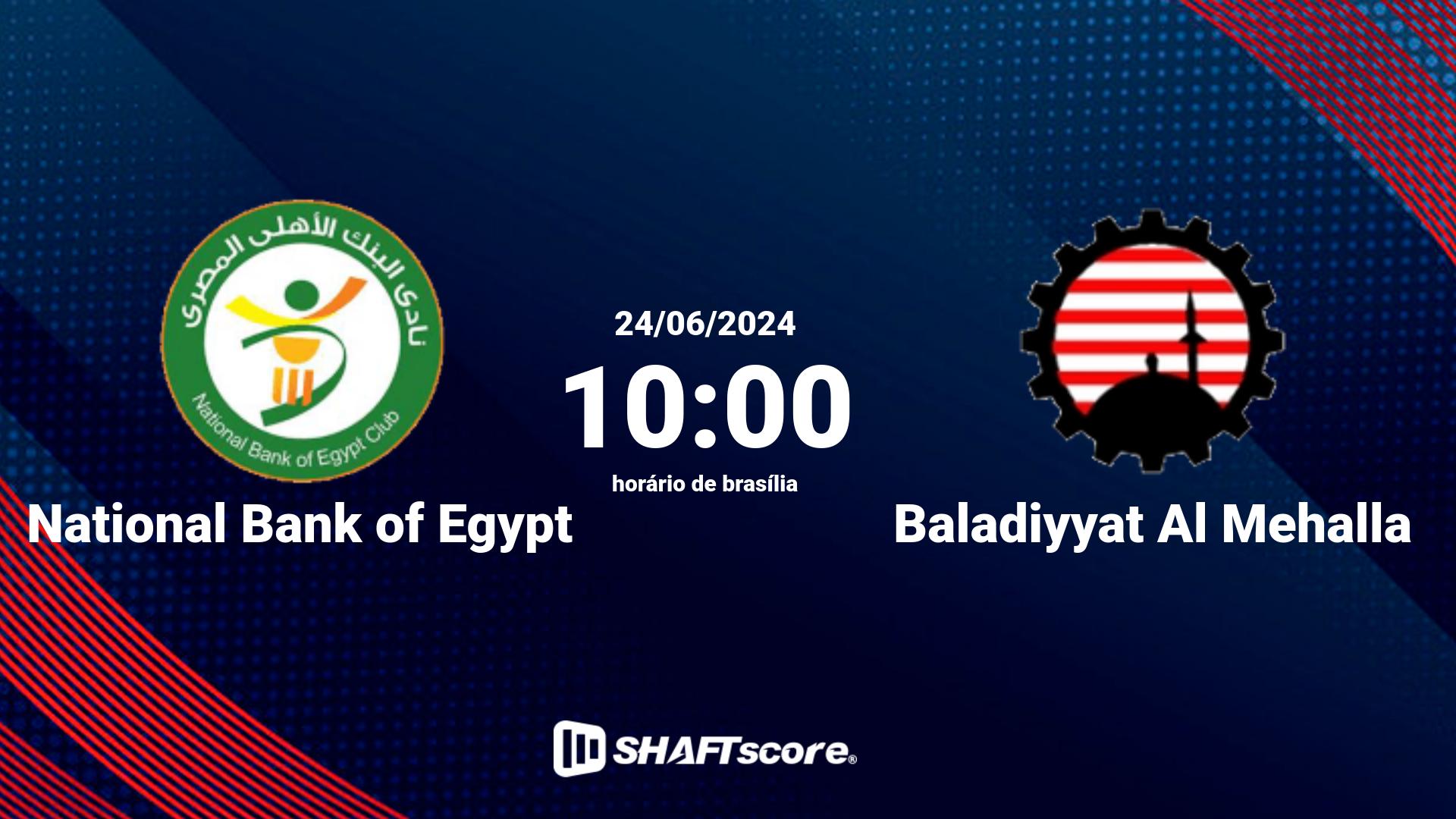 Estatísticas do jogo National Bank of Egypt vs Baladiyyat Al Mehalla 24.06 10:00