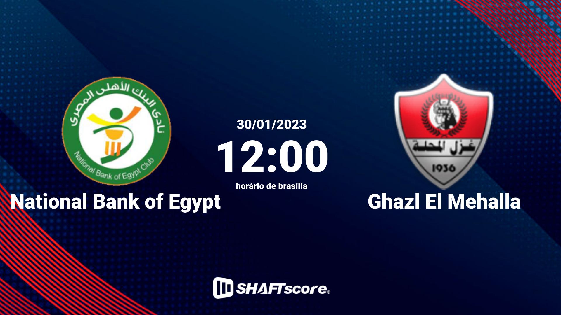 Estatísticas do jogo National Bank of Egypt vs Ghazl El Mehalla 30.01 12:00