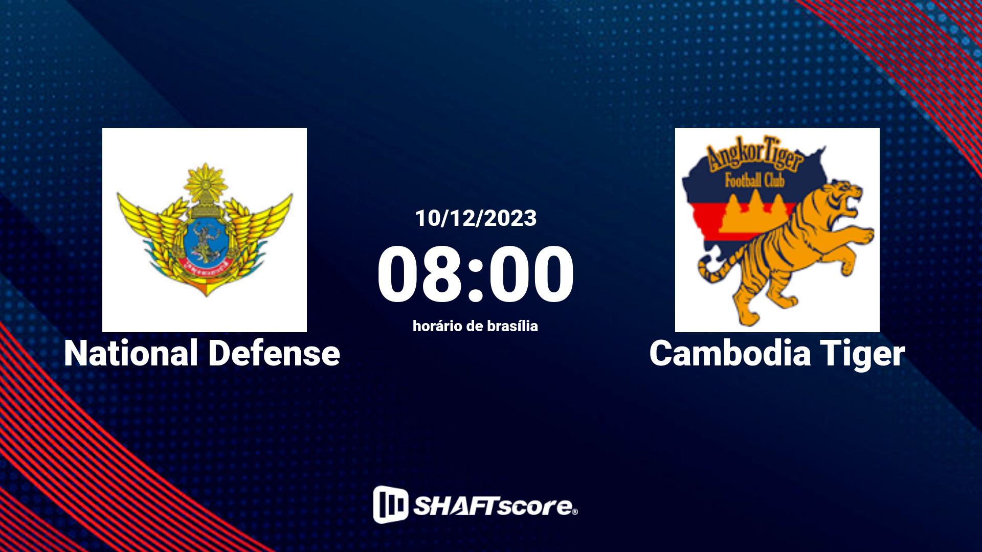 Estatísticas do jogo National Defense vs Cambodia Tiger 10.12 08:00