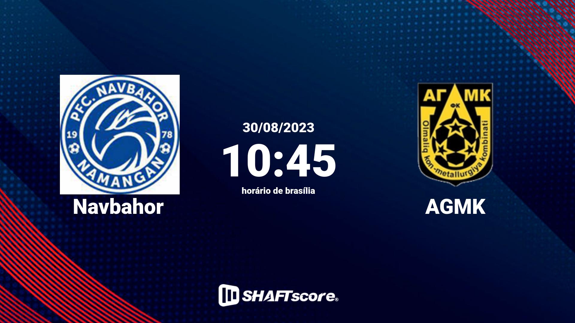 Estatísticas do jogo Navbahor vs AGMK 30.08 10:45