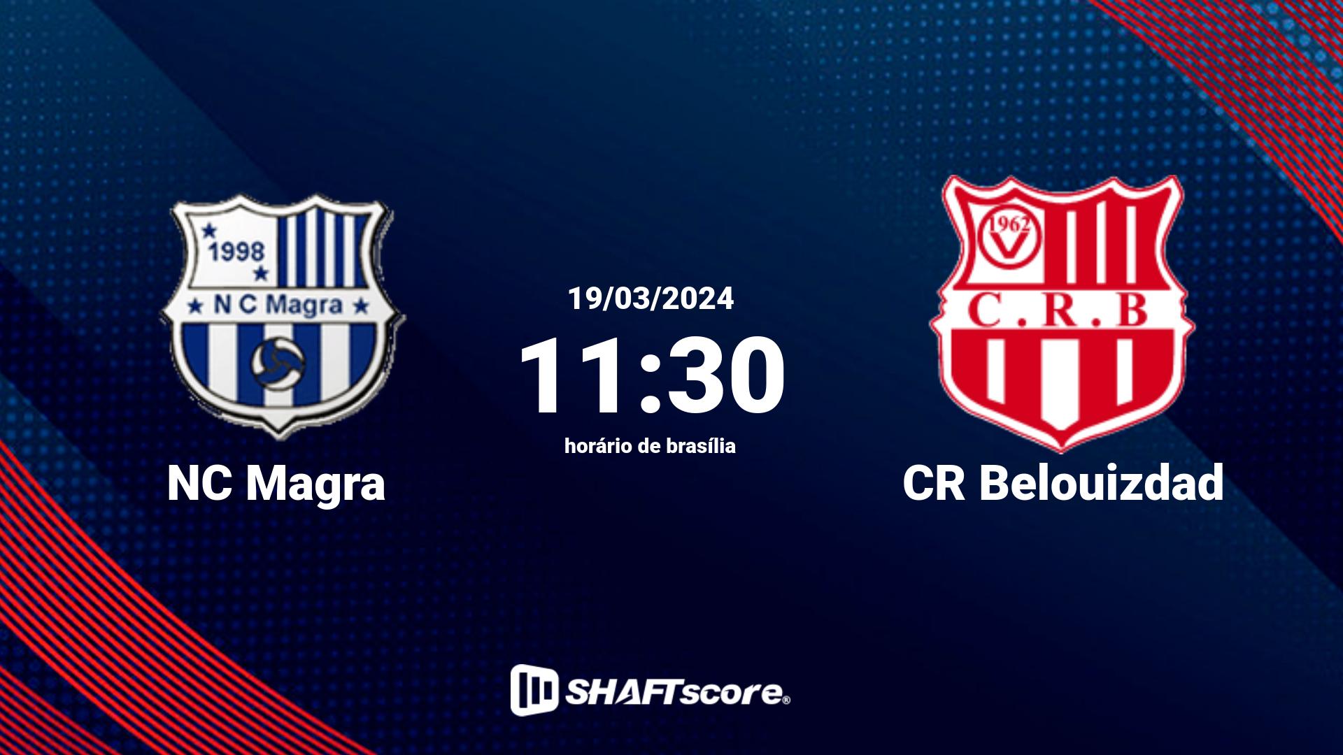 Estatísticas do jogo NC Magra vs CR Belouizdad 19.03 11:30