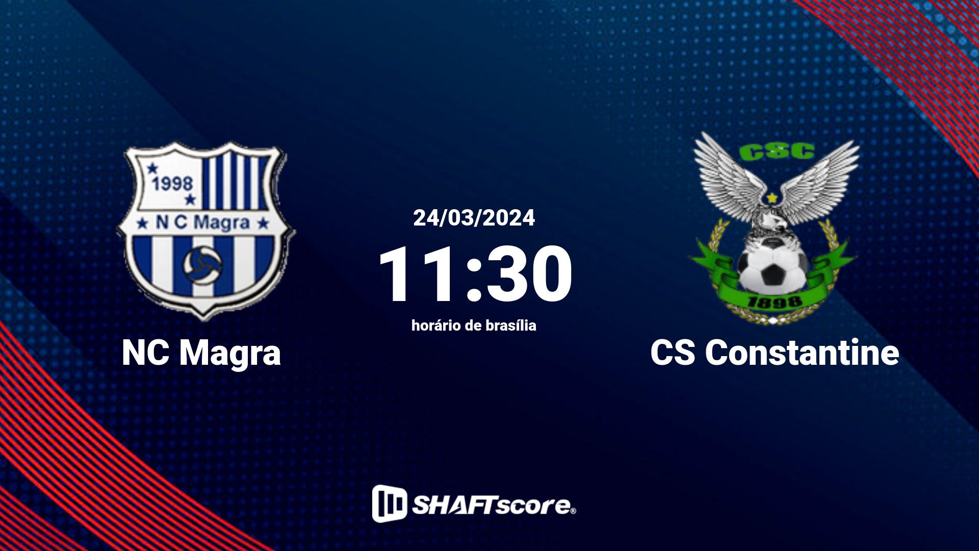 Estatísticas do jogo NC Magra vs CS Constantine 24.03 11:30