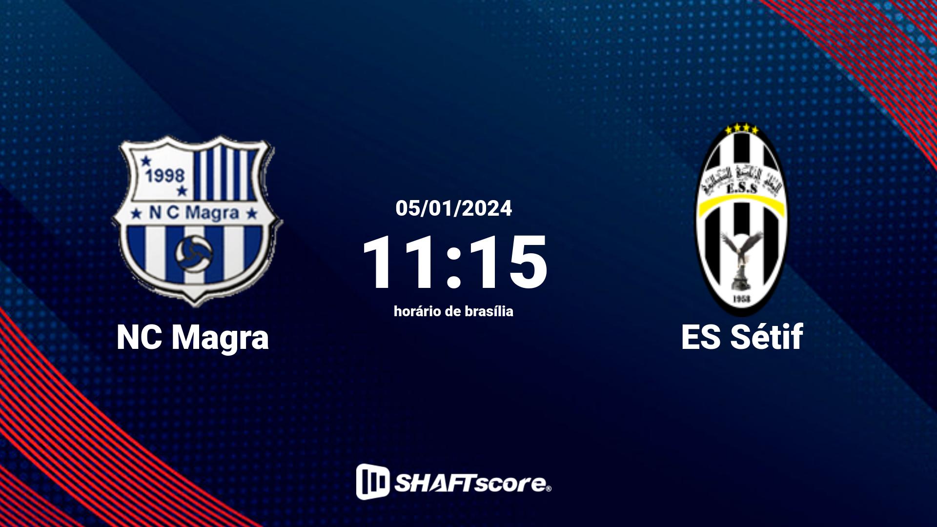 Estatísticas do jogo NC Magra vs ES Sétif 05.01 11:15