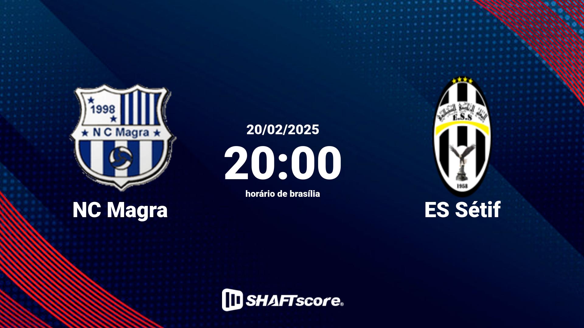 Estatísticas do jogo NC Magra vs ES Sétif 20.02 20:00