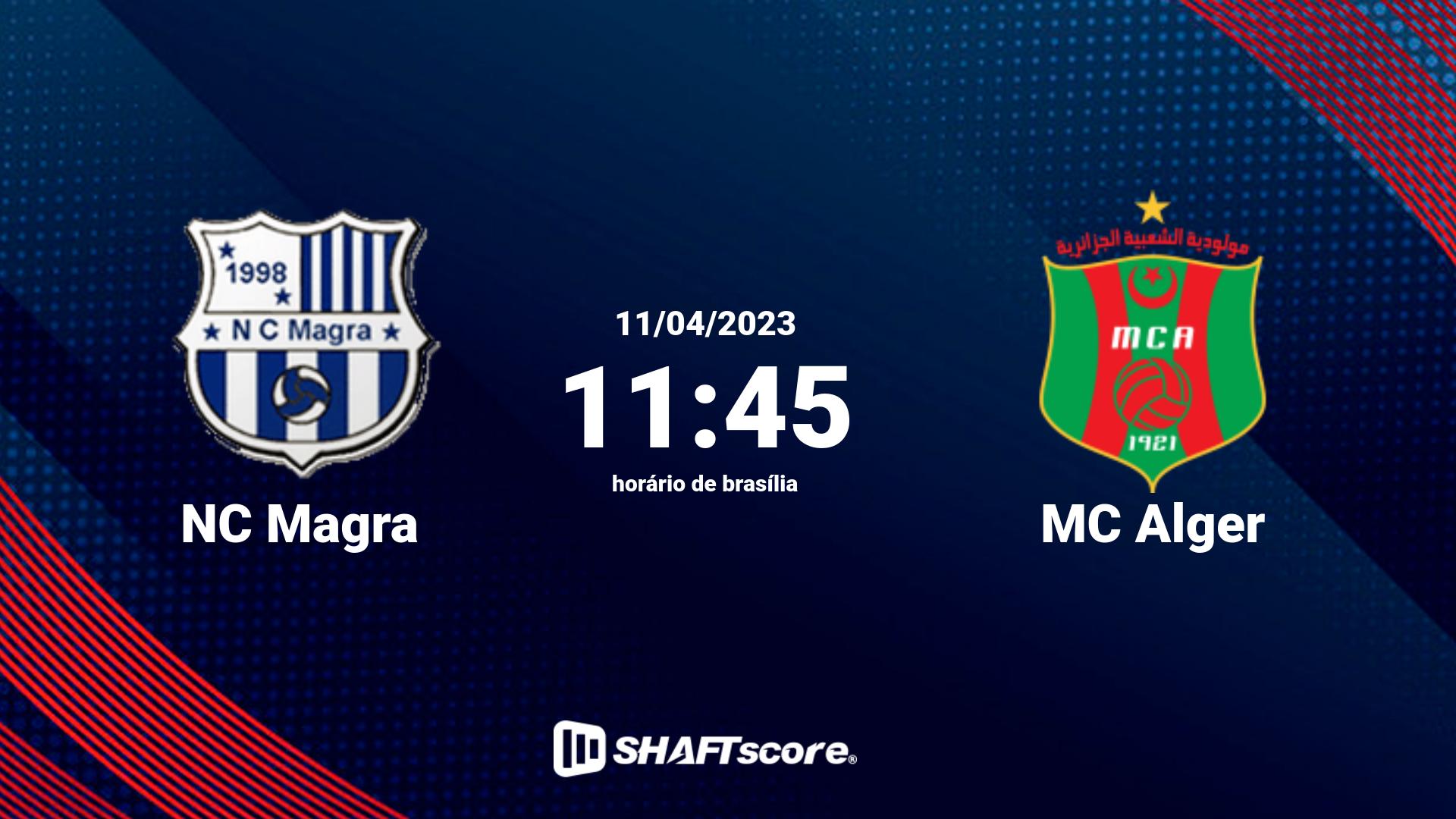 Estatísticas do jogo NC Magra vs MC Alger 11.04 11:45